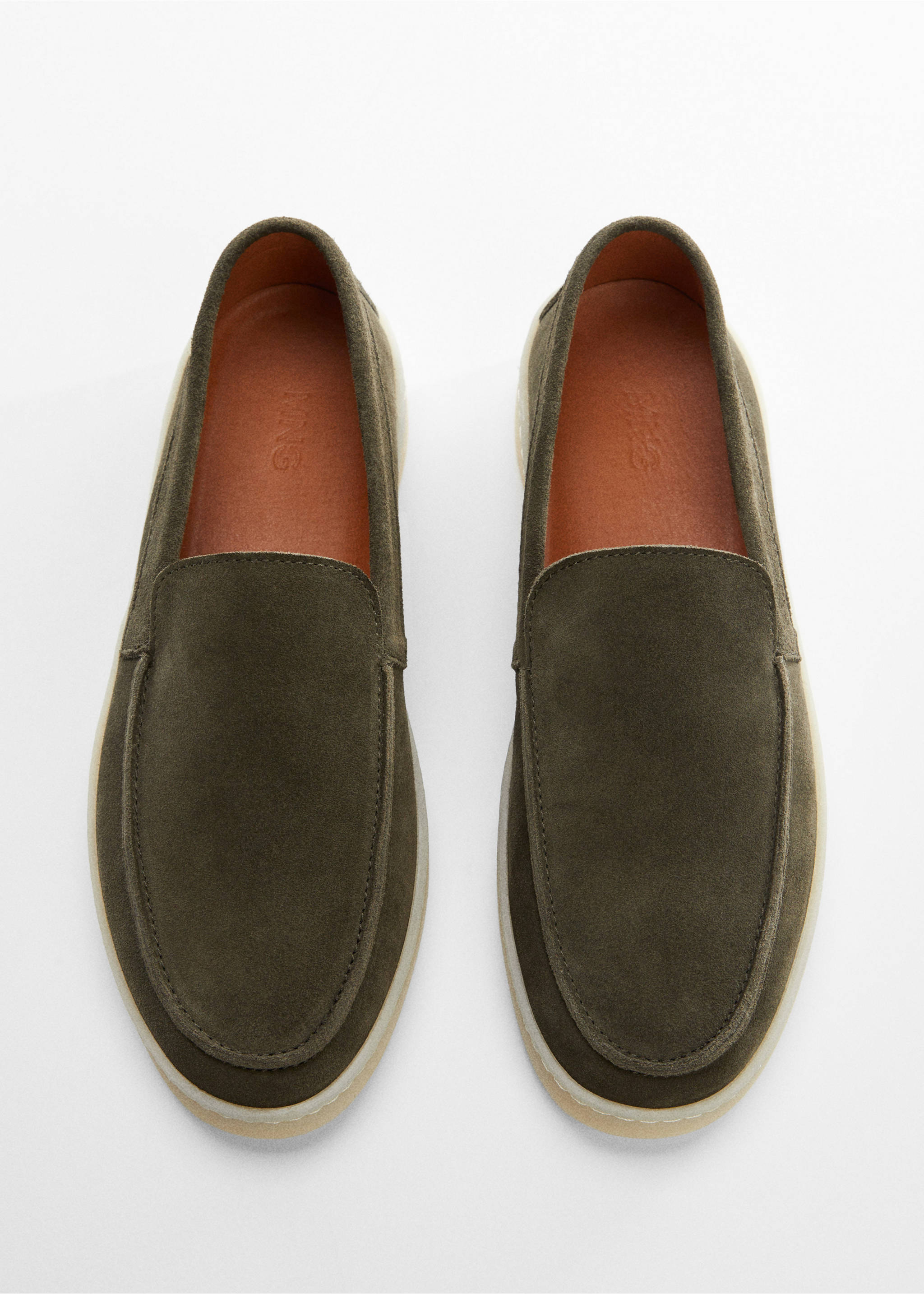 Split leather shoes - Details of the article 2, Khaki. Ref: 57001047-00.