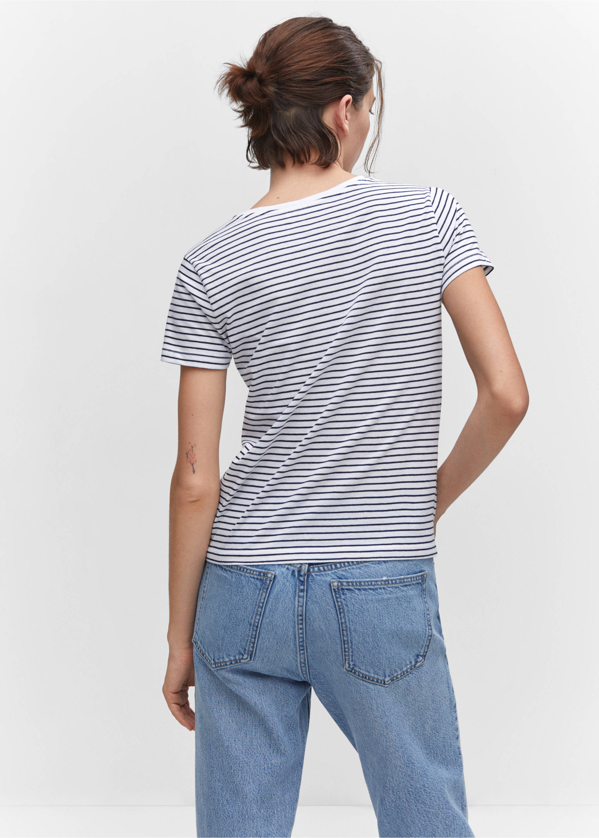Striped logo T-shirt - Reverse of the article, Navy. Ref: 57001057-00.