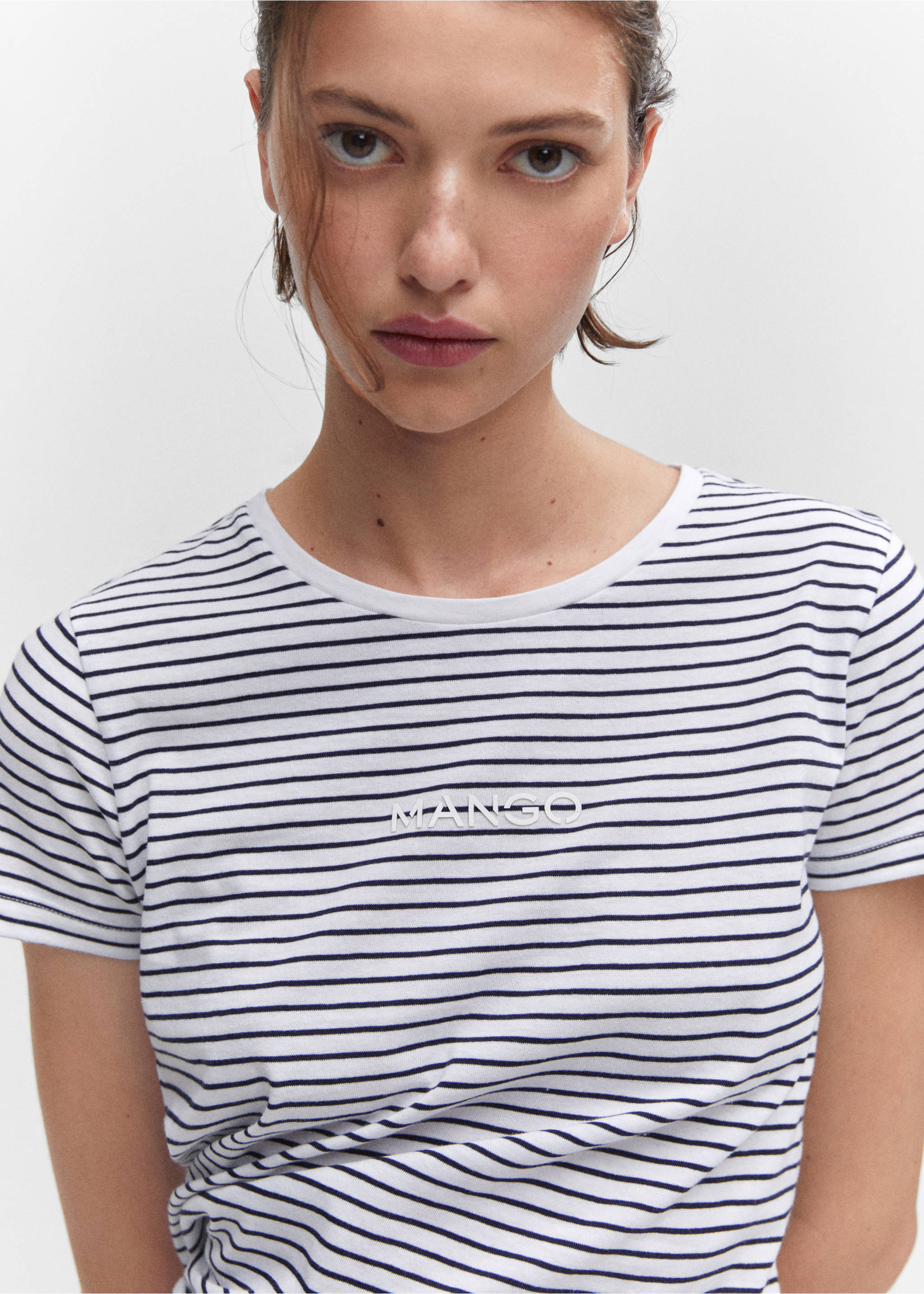 Striped logo T-shirt - Details of the article 1, Navy. Ref: 57001057-00.