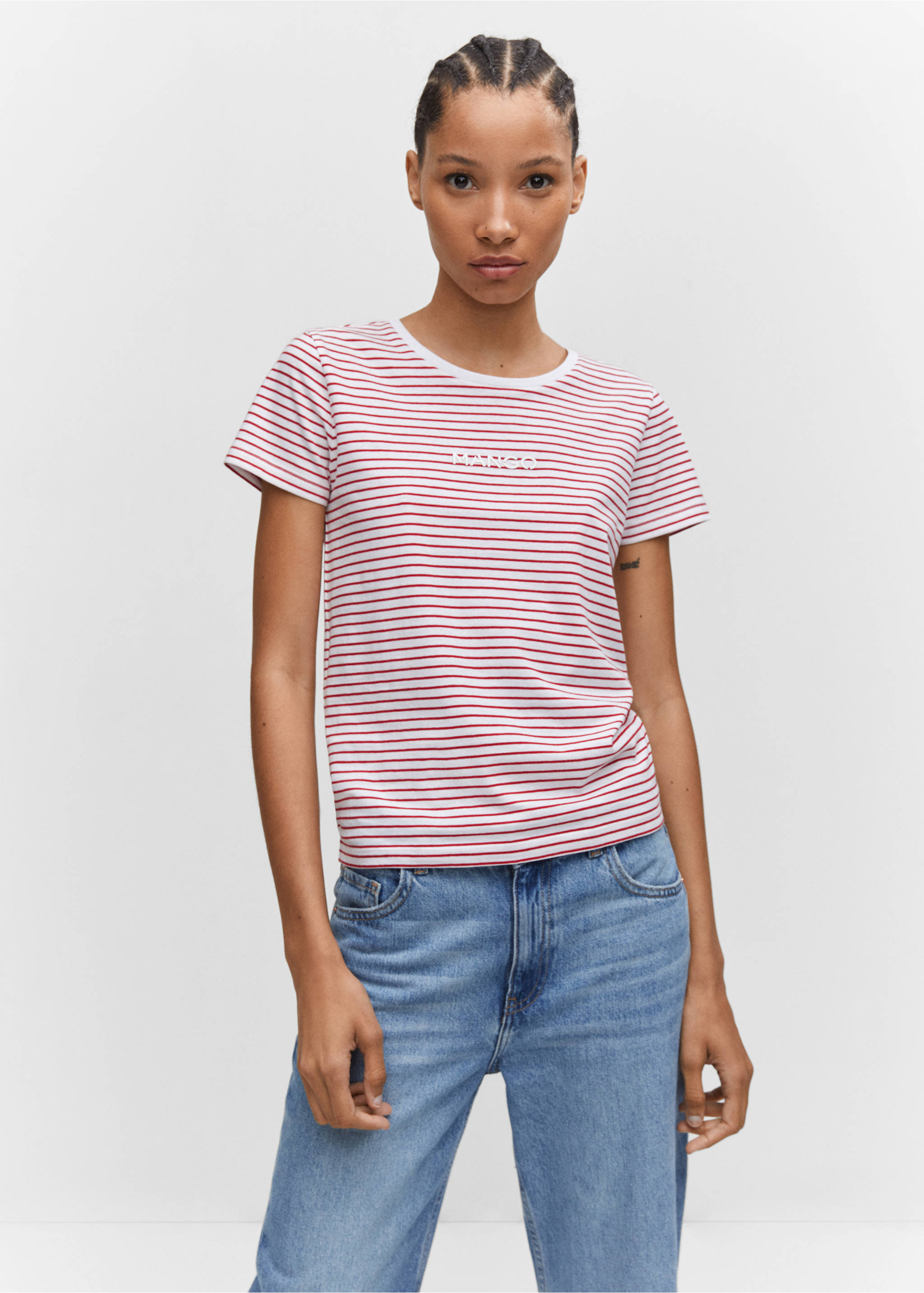 Striped logo T-shirt - Medium plane, Red. Ref: 57001057-00.