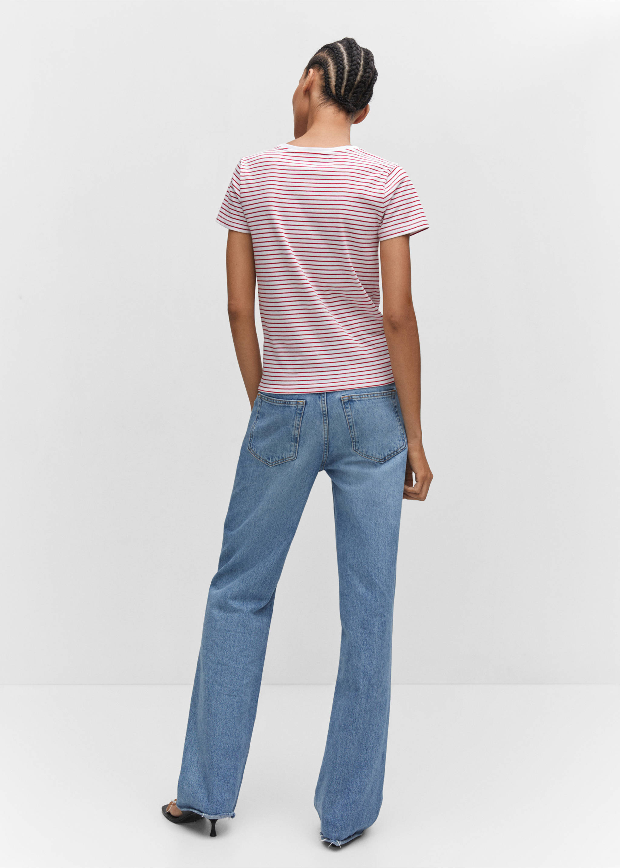 Striped logo T-shirt - Reverse of the article, Red. Ref: 57001057-00.