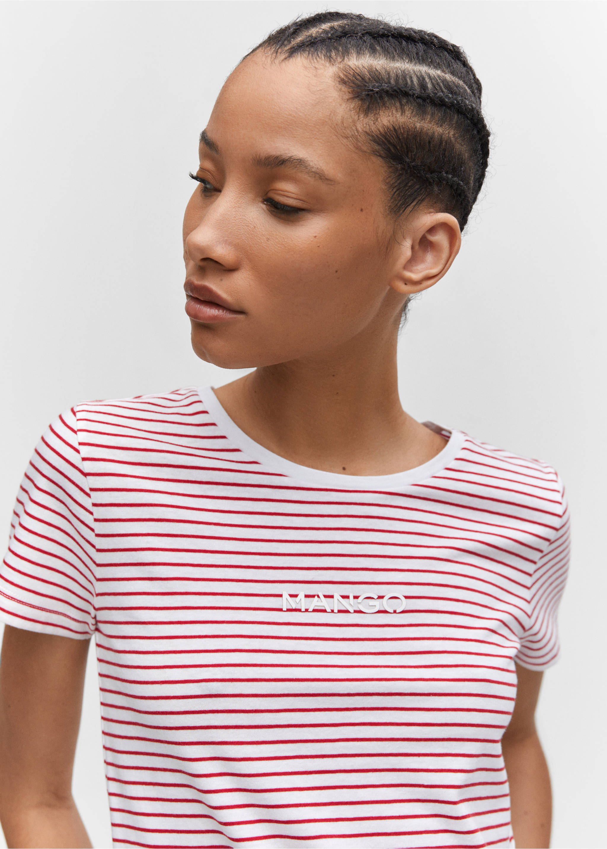 Striped logo T-shirt - Details of the article 1, Red. Ref: 57001057-00.