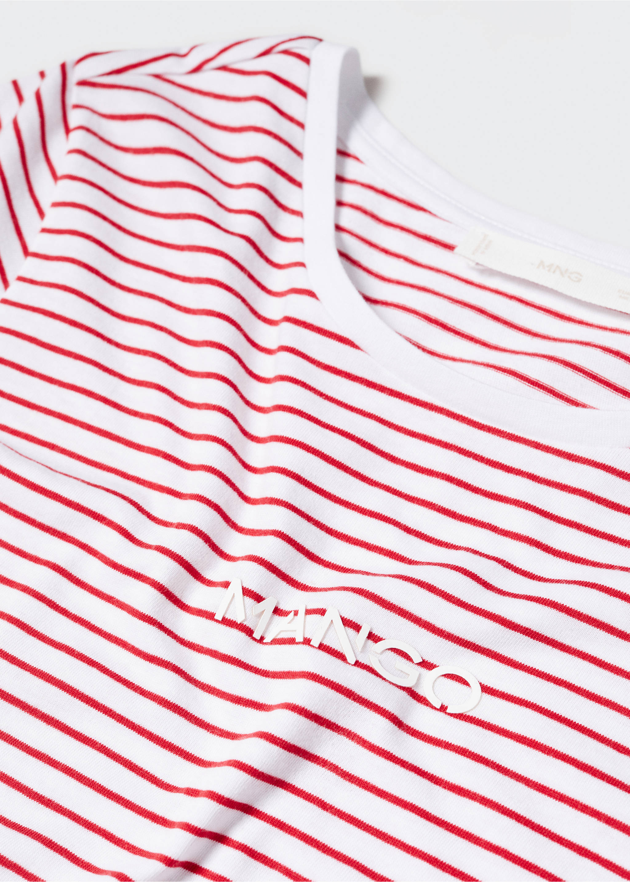 Striped logo T-shirt - Details of the article 8, Red. Ref: 57001057-00.