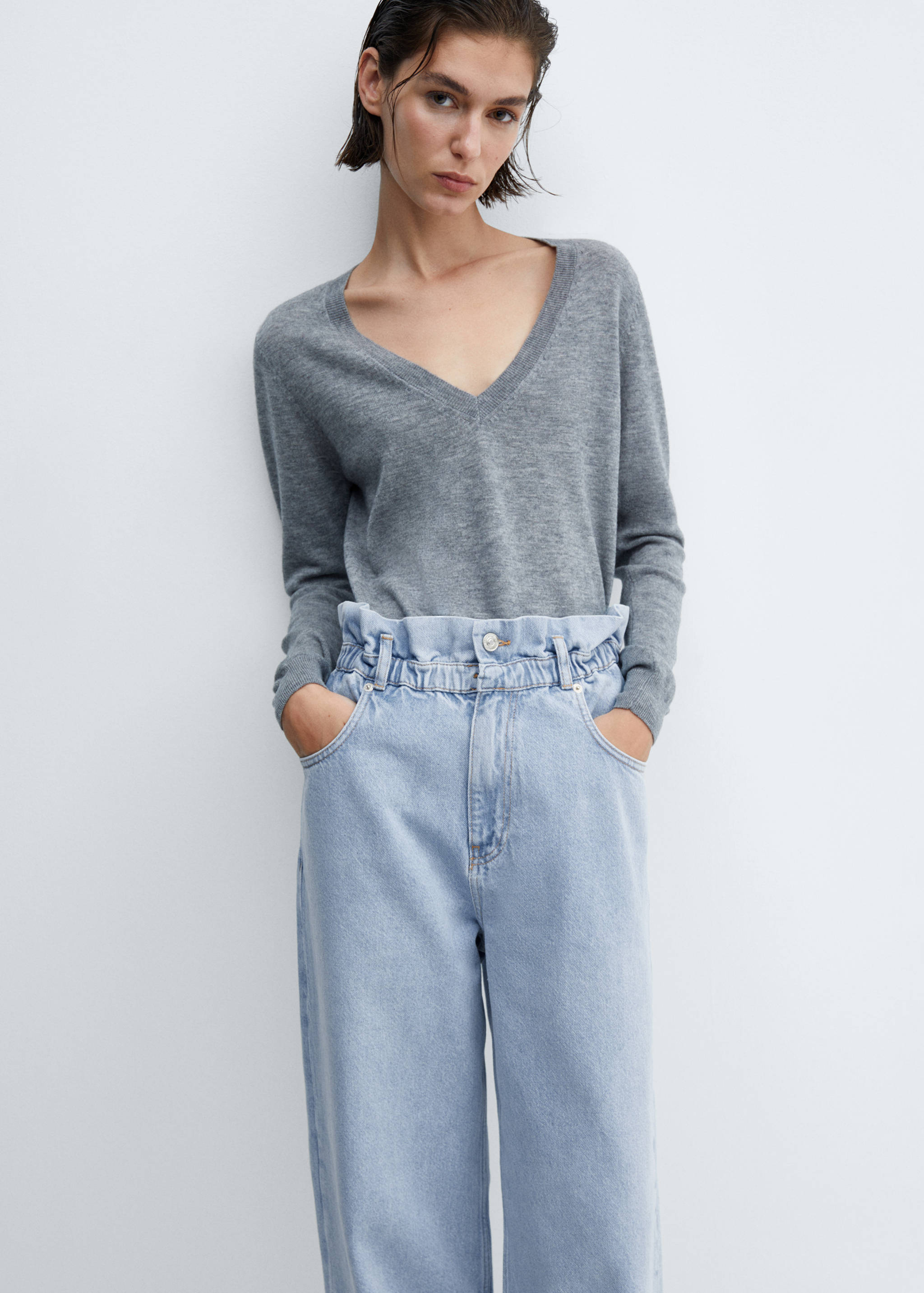 Waist straight Slouchy jeans - Details of the article 1