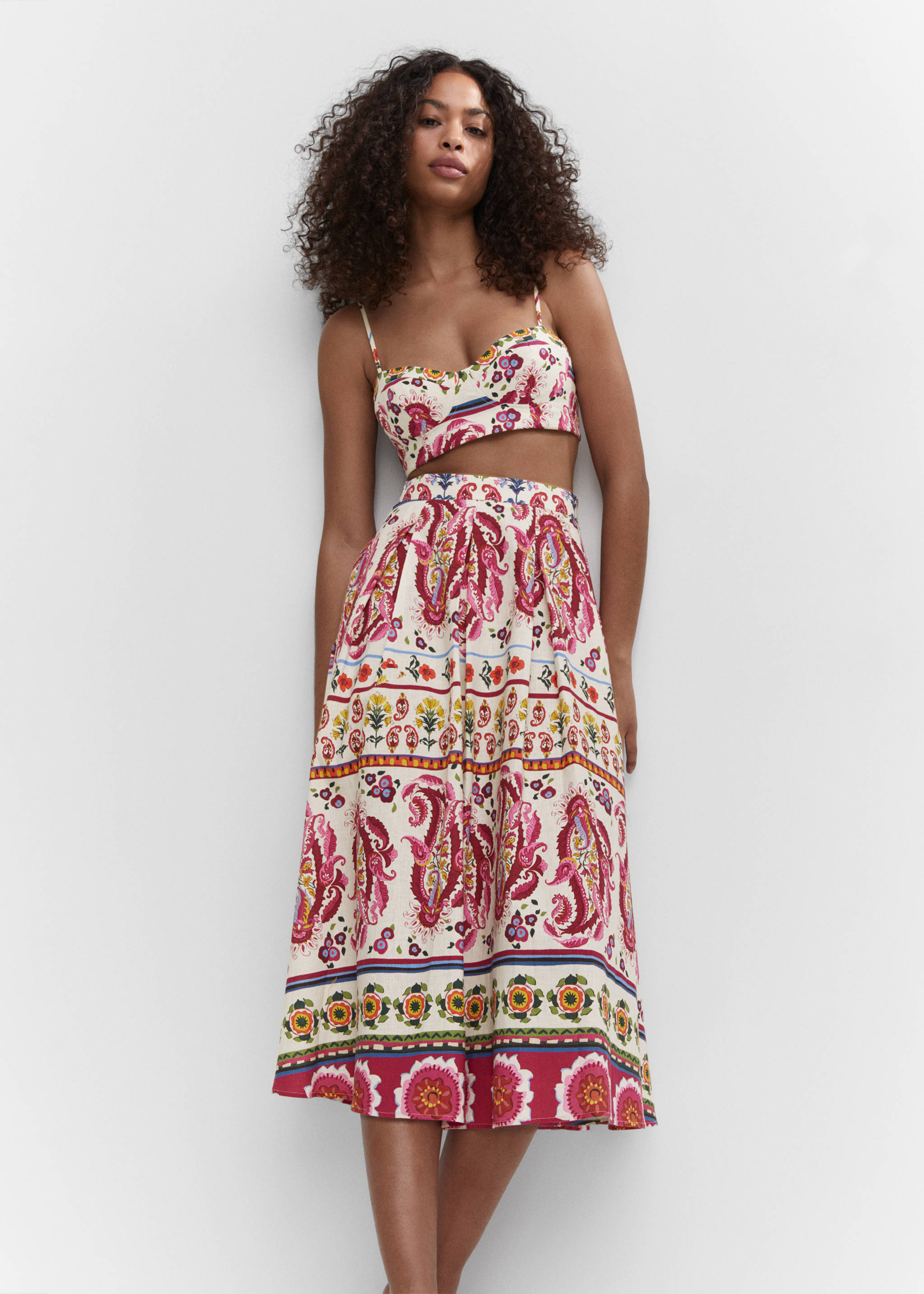 Printed linen-blend skirt - Details of the article 2