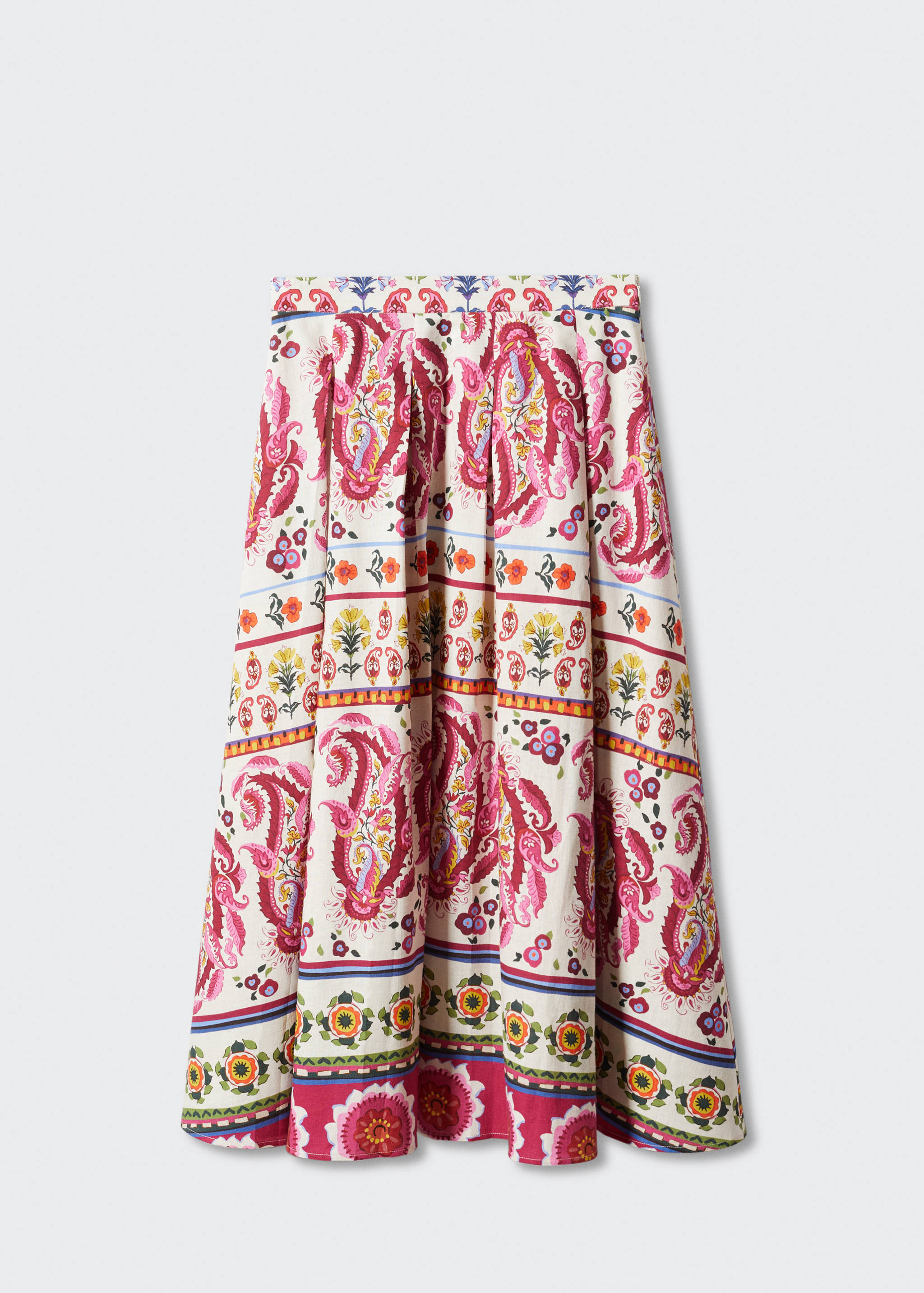 Printed linen-blend skirt - Article without model