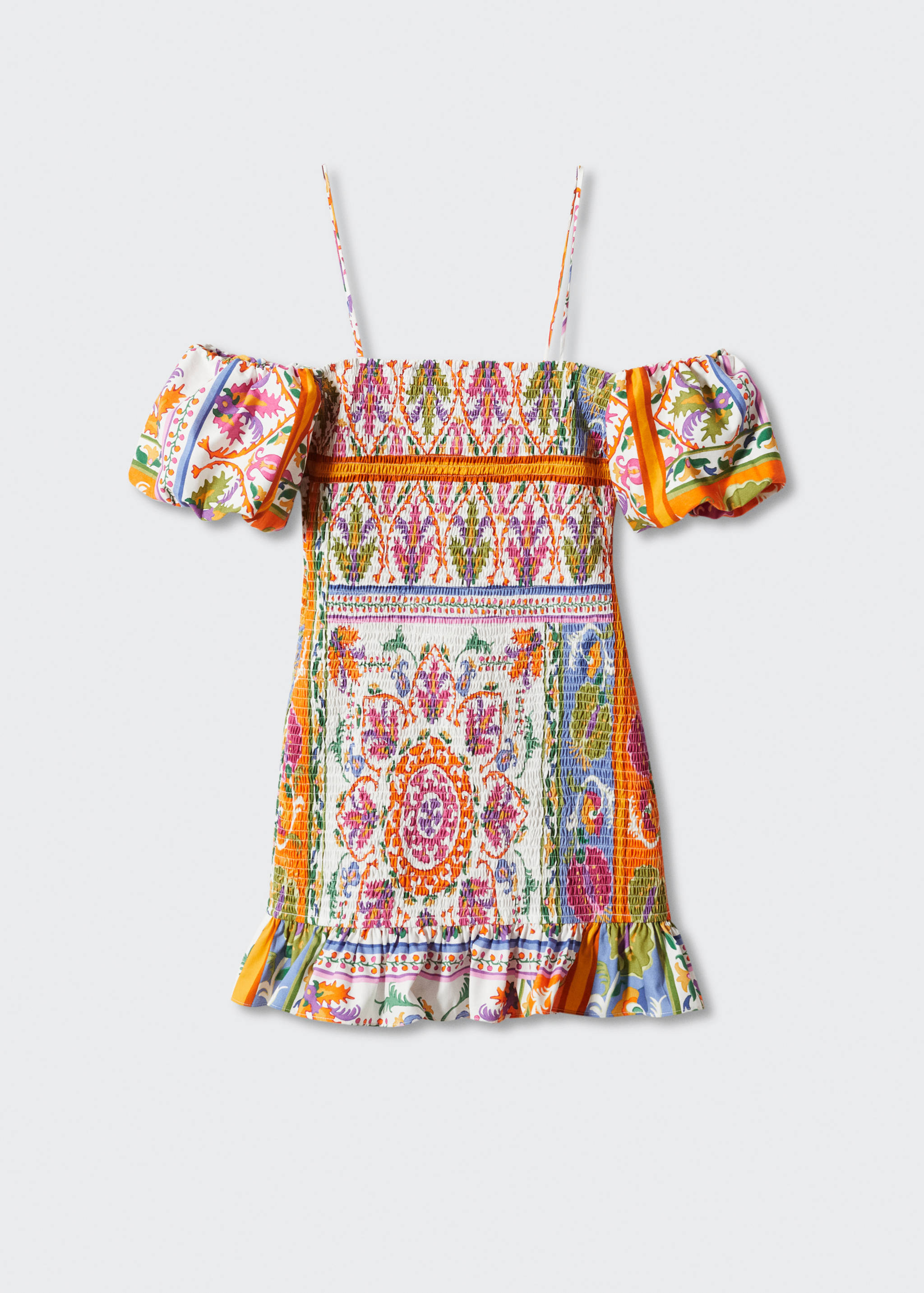 Ruffled dress with puffed sleeves - Article without model