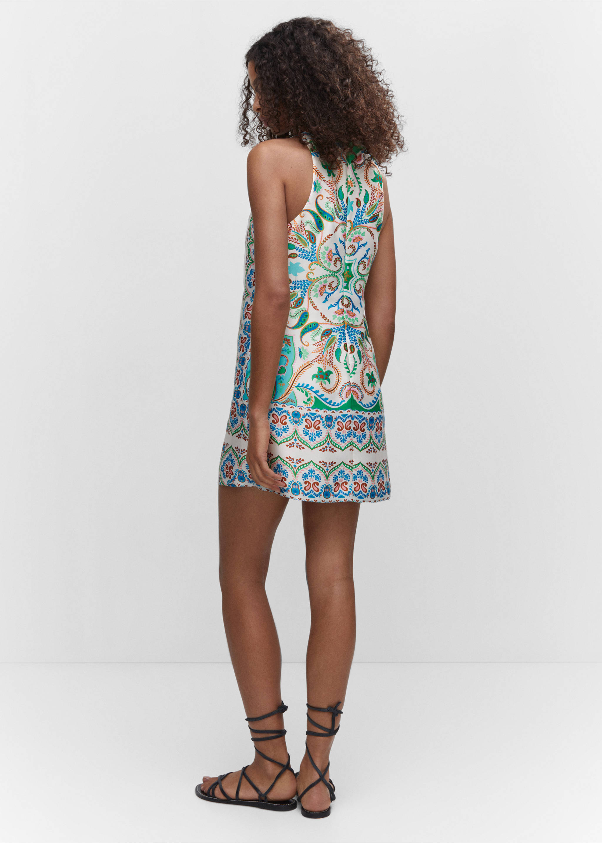 Paisley-print satin dress - Reverse of the article, Off White. Ref: 57001132-00.