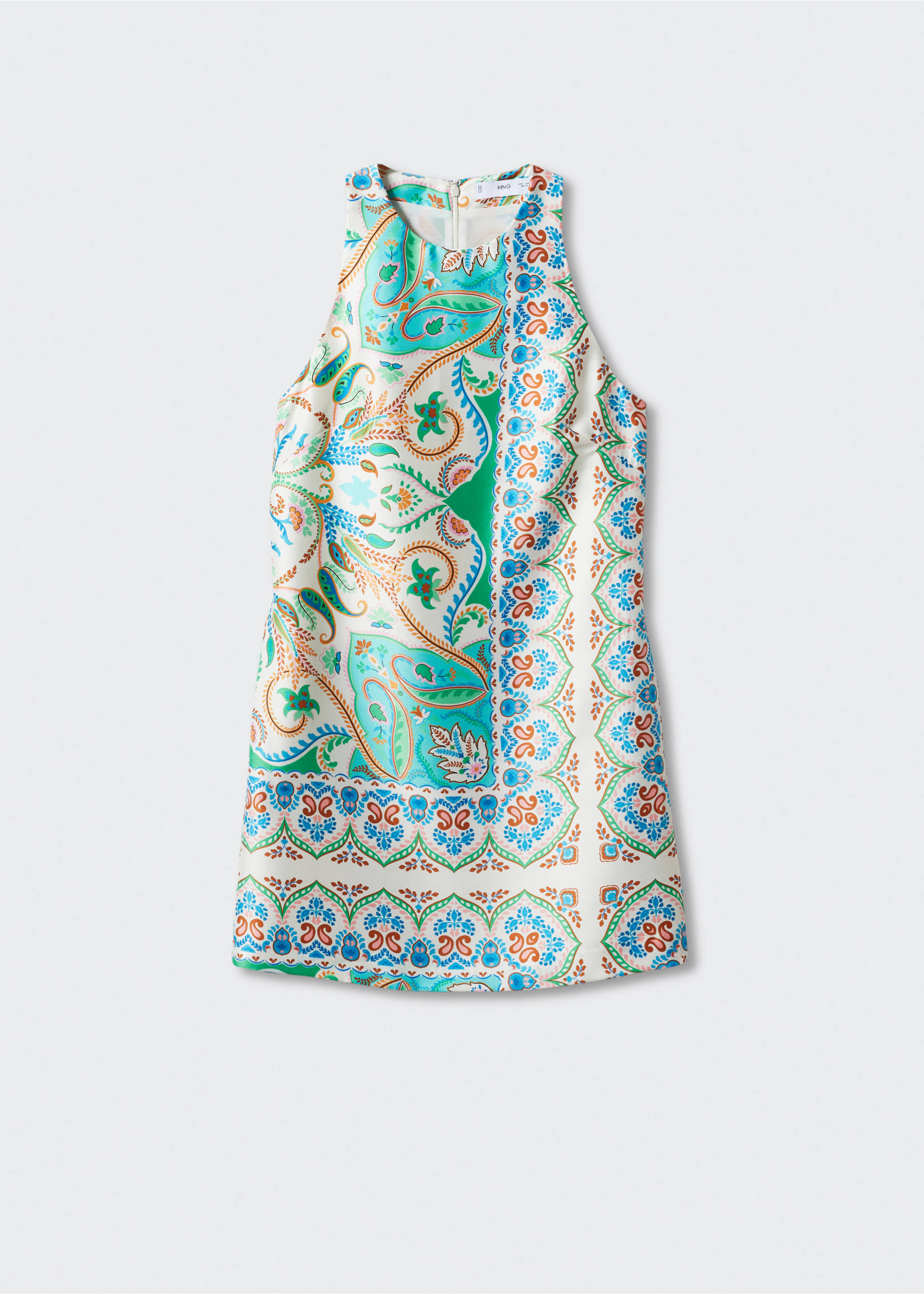 Paisley-print satin dress - Article without model, Off White. Ref: 57001132-00.
