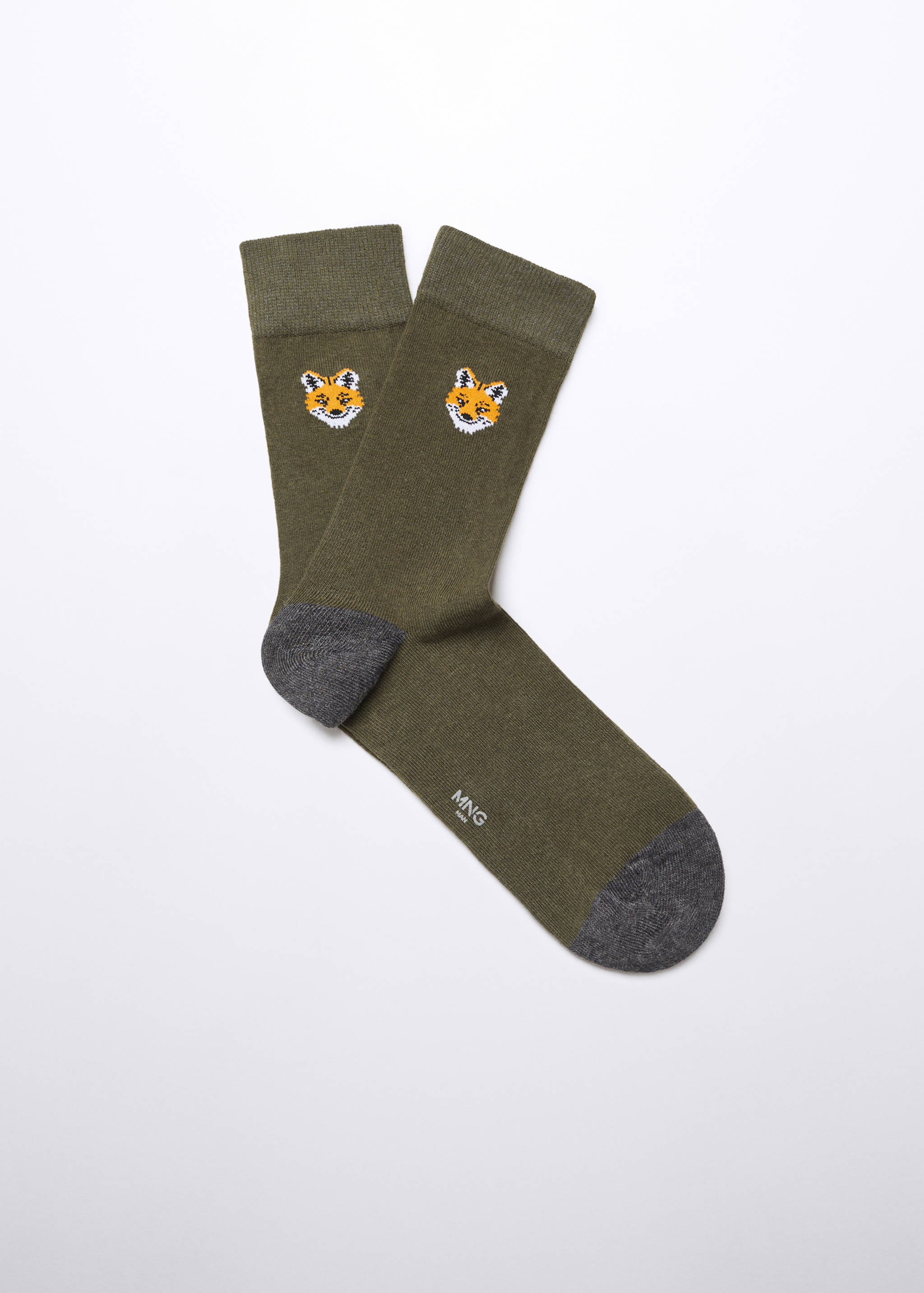 Fox-embroidered cotton socks - Article without model