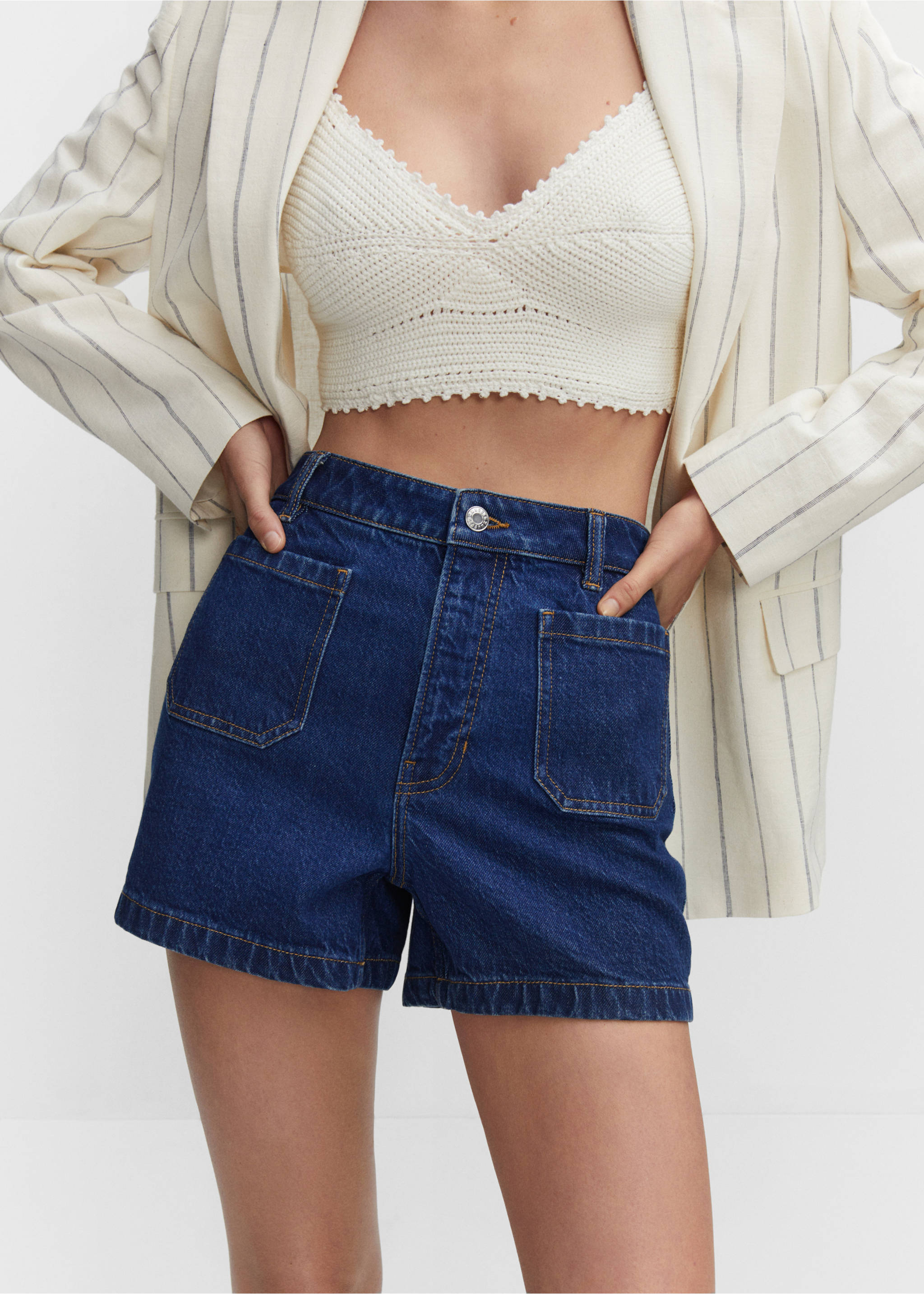 Short en jean poches - Détail de l'article 3, Bleu foncé. Ref: 57002880-00.