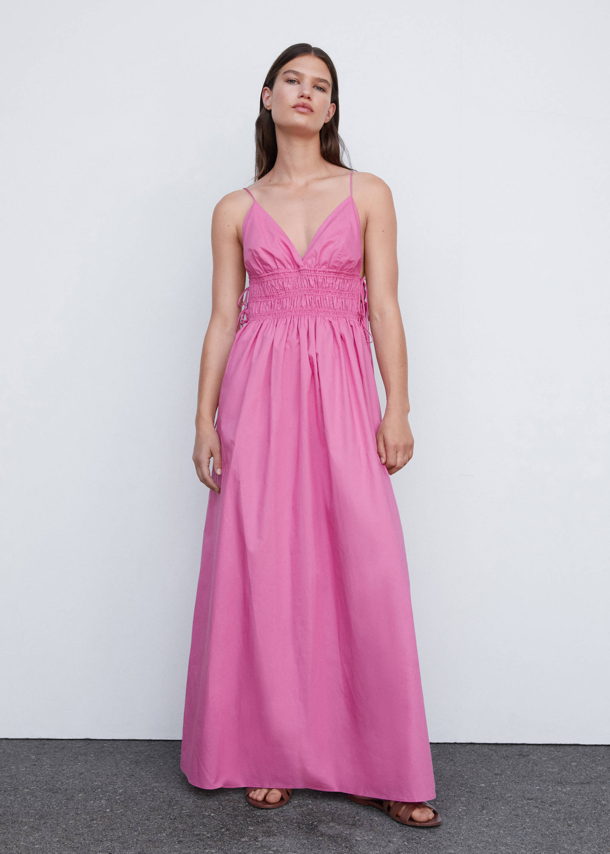 Cotton dress with side ties - General plane