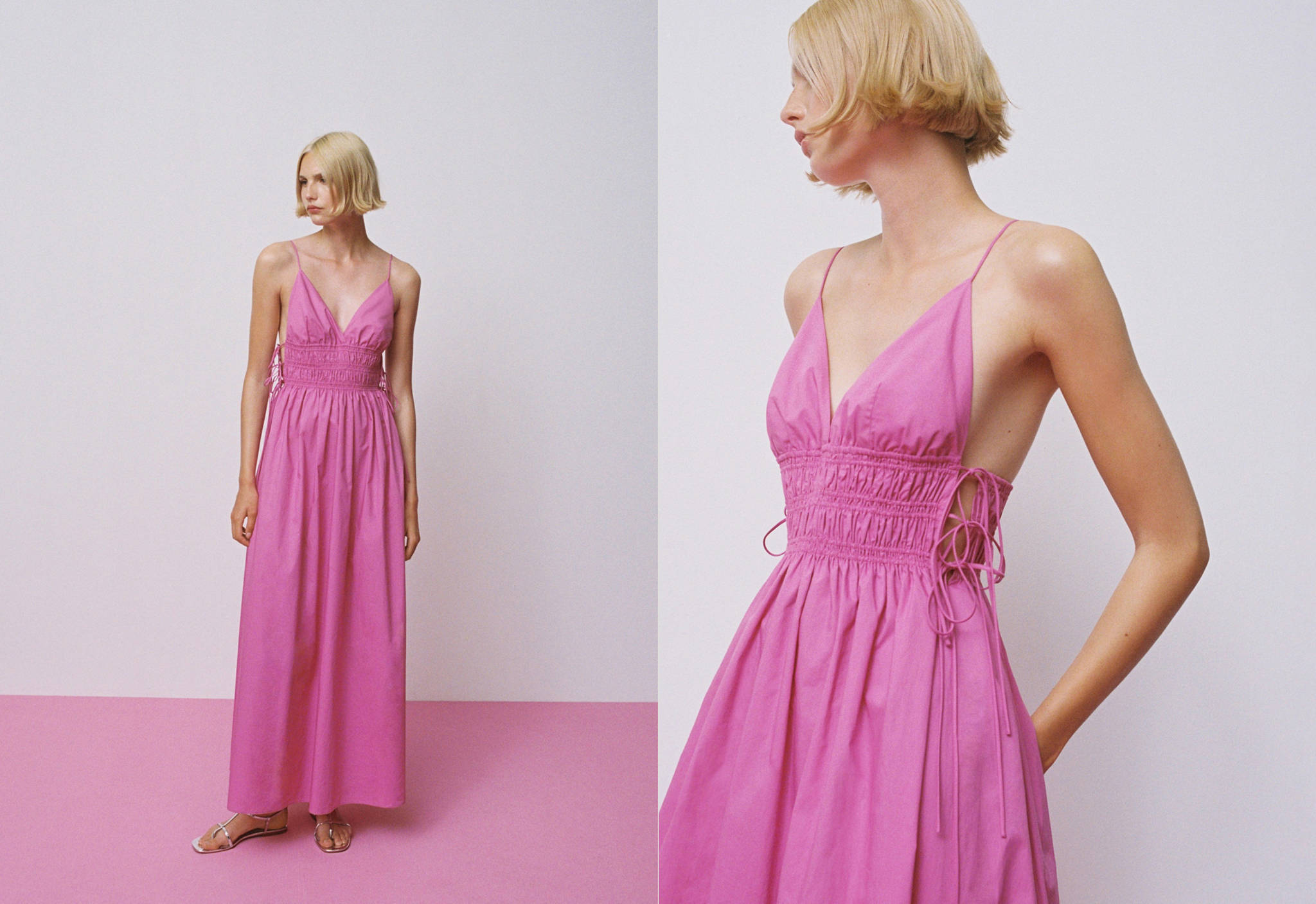 Cotton dress with side ties - Panoramic plane