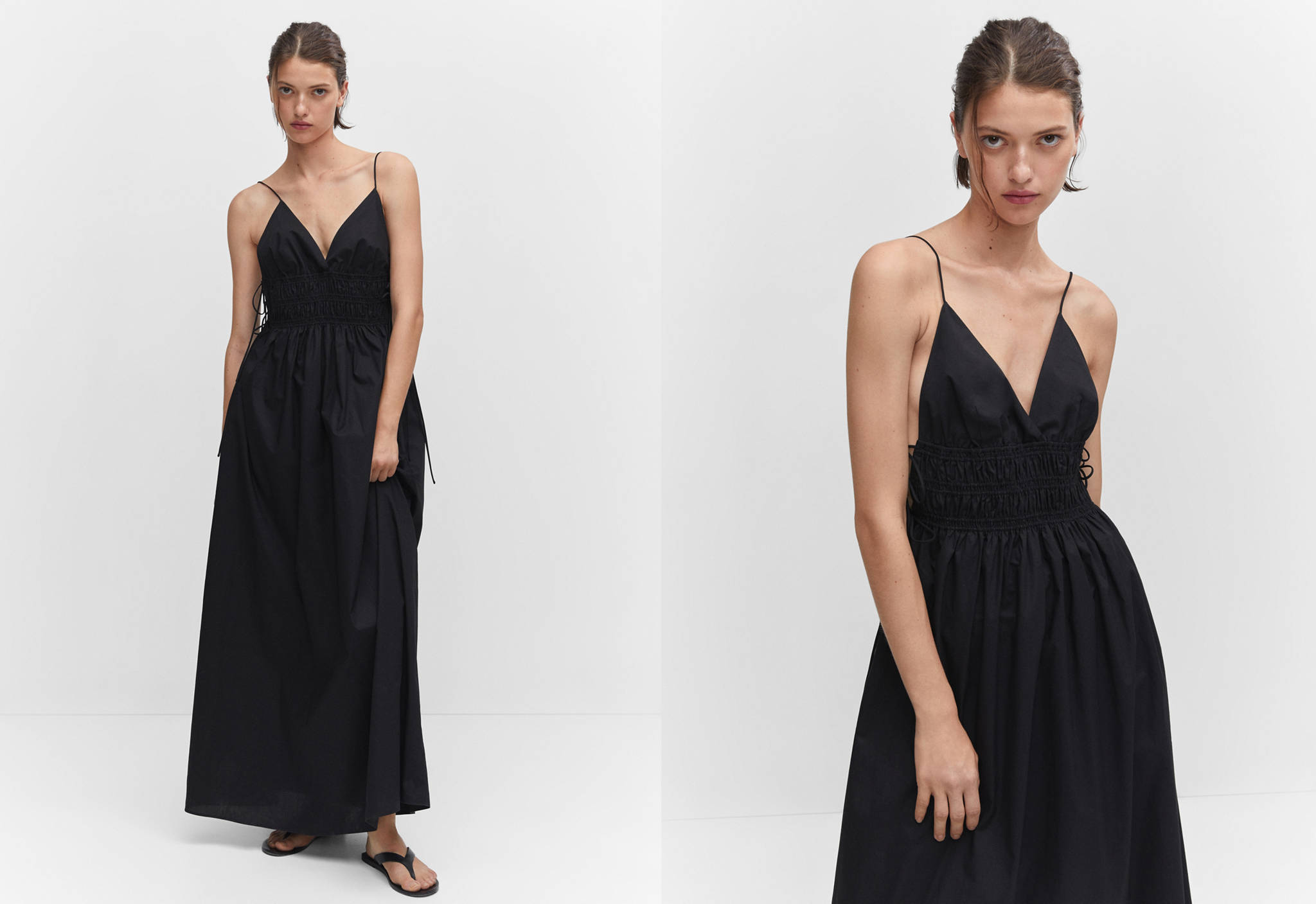 Cotton dress with side ties - Panoramic plane