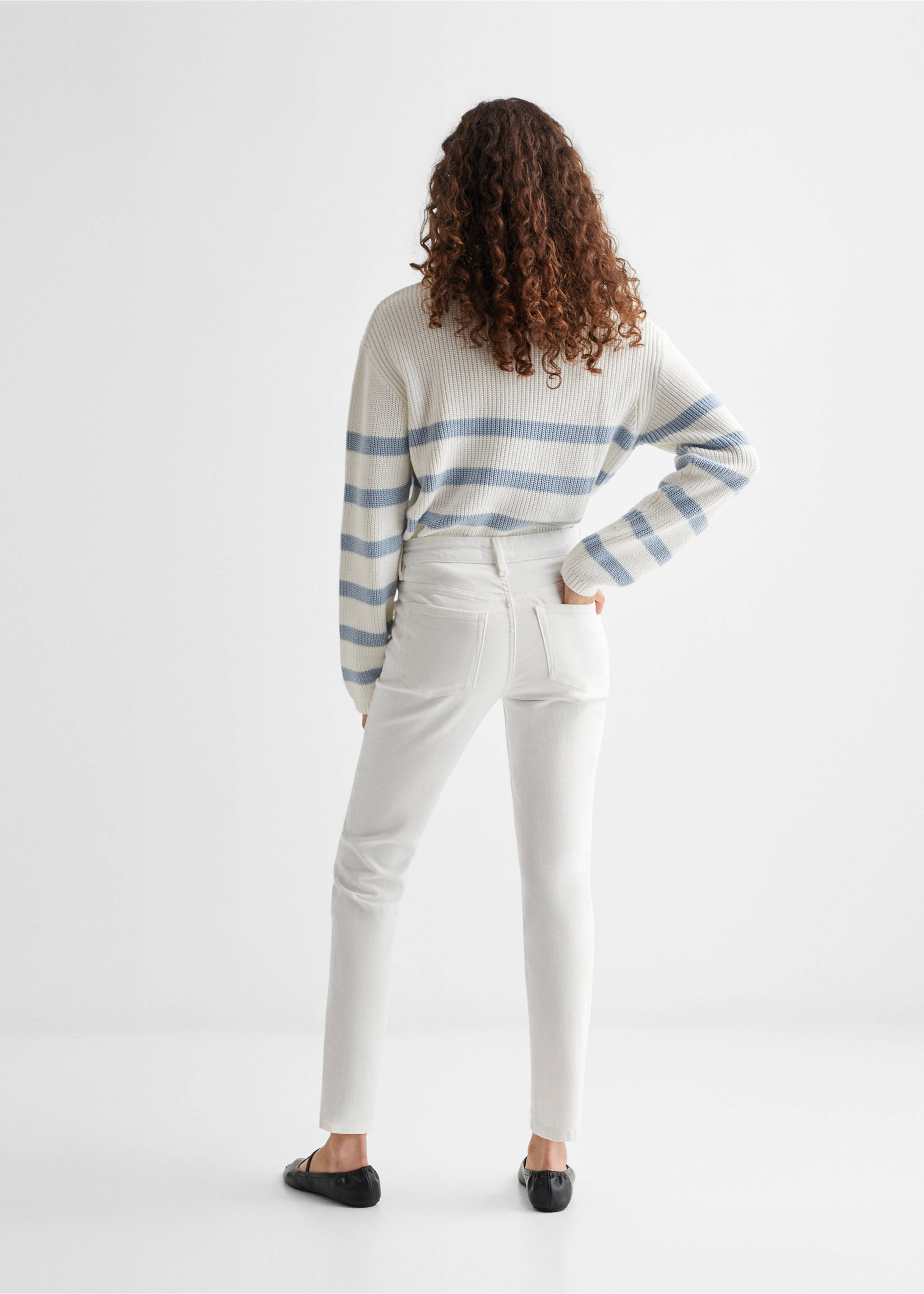 Jeans skinny abertura - Reverso del artículo, Blanco roto. Ref: 57003264-00.