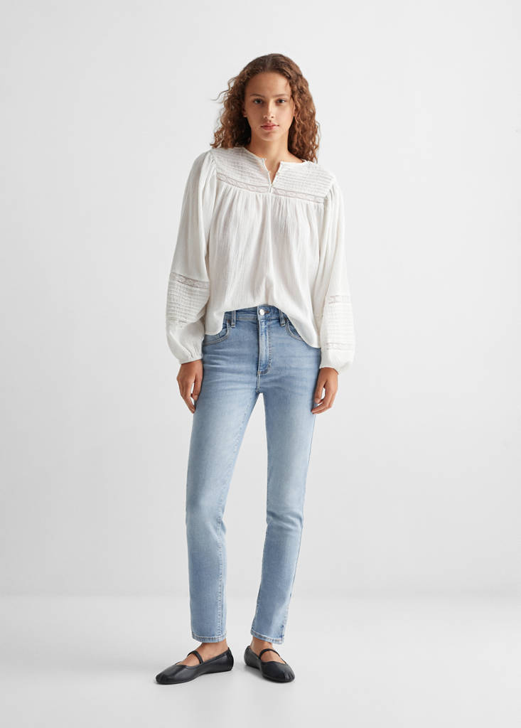 Skinny jeans with slit — Light Blue