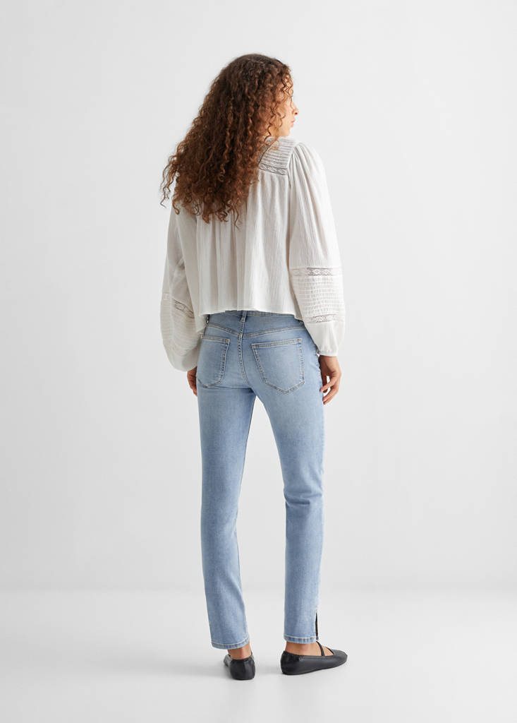 Skinny jeans with slit — Light Blue
