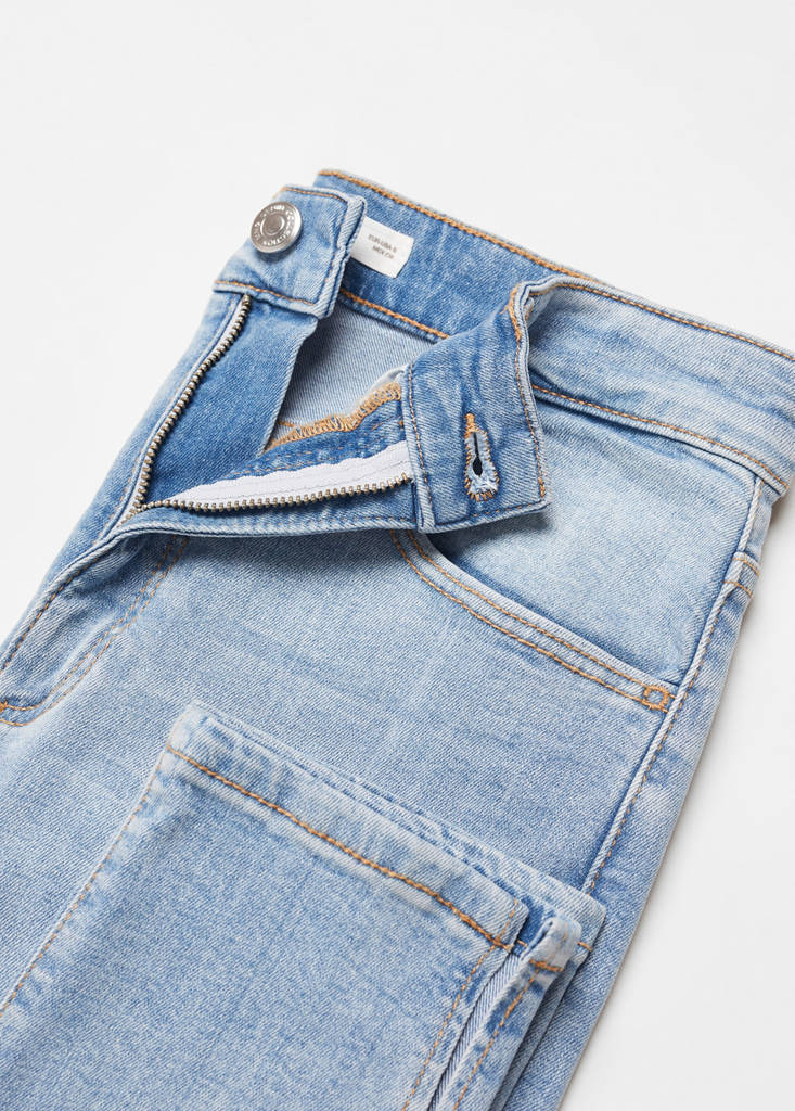 Skinny jeans with slit — Light Blue