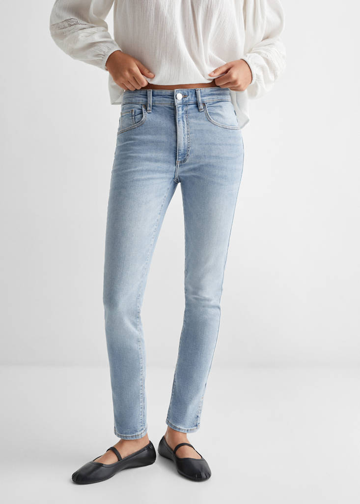 Skinny jeans with slit — Light Blue