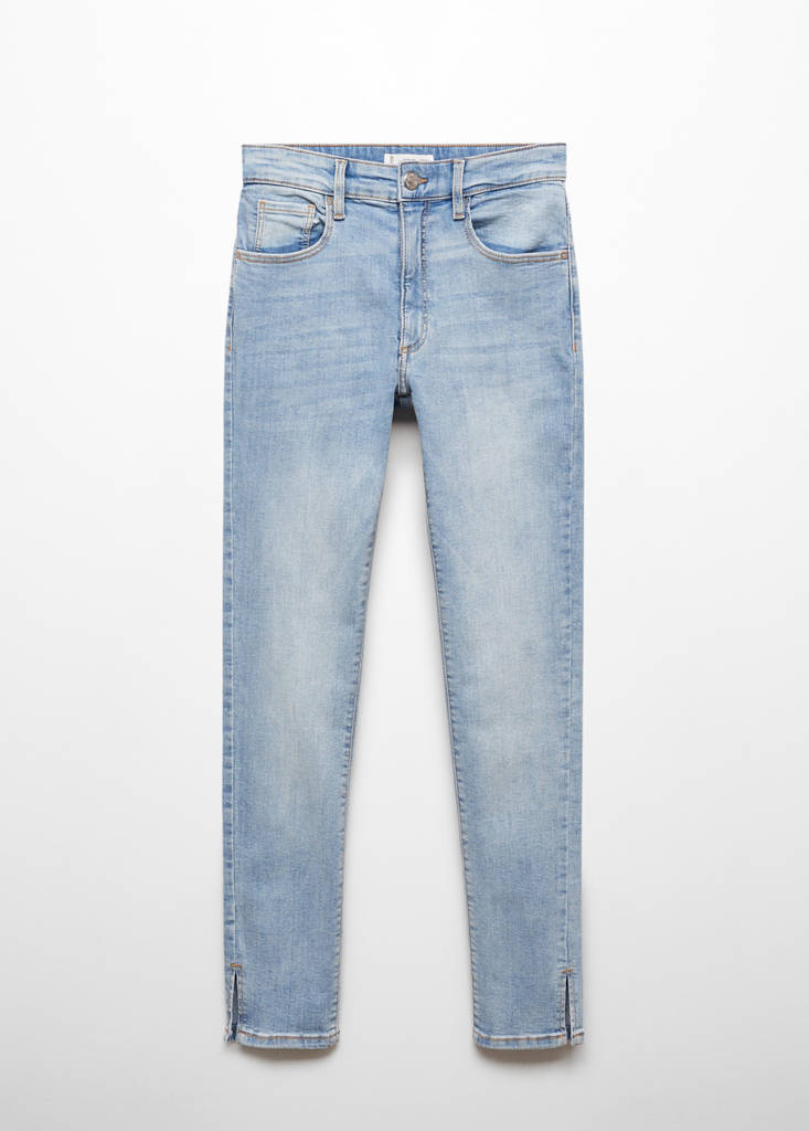 Skinny jeans with slit — Light Blue