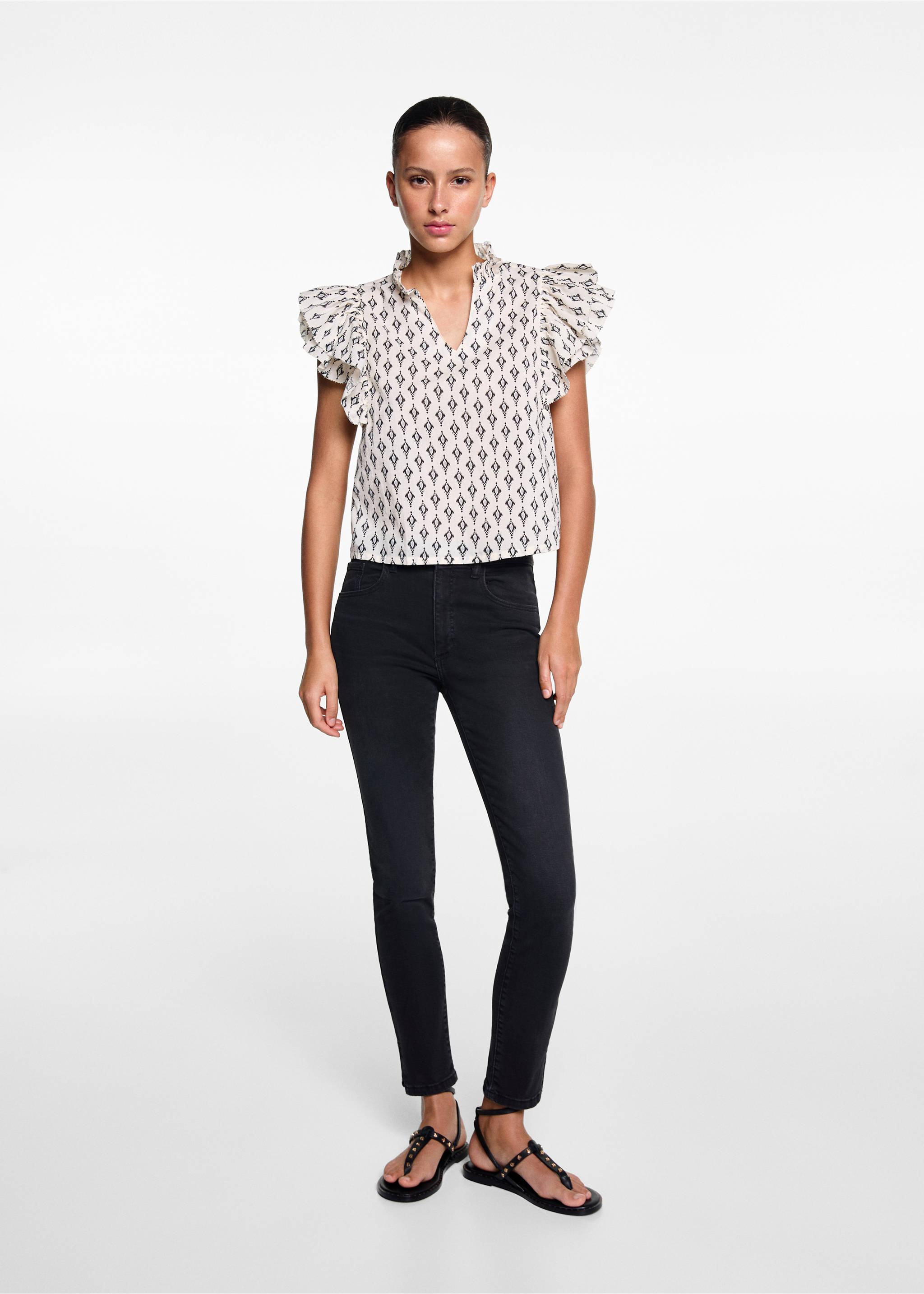 Jeans skinny abertura - Plano general, Denim negro. Ref: 57003264-00.