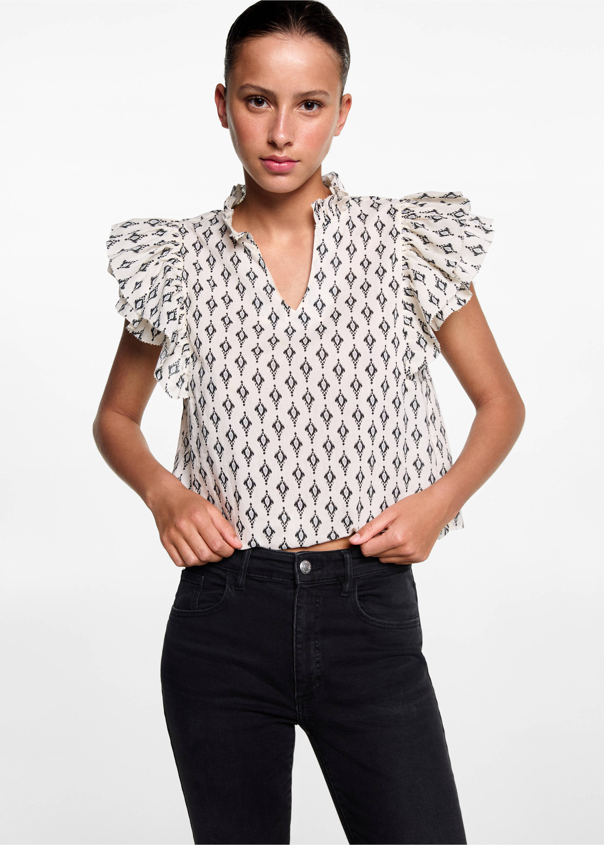 Jeans skinny abertura - Plano medio, Denim negro. Ref: 57003264-00.