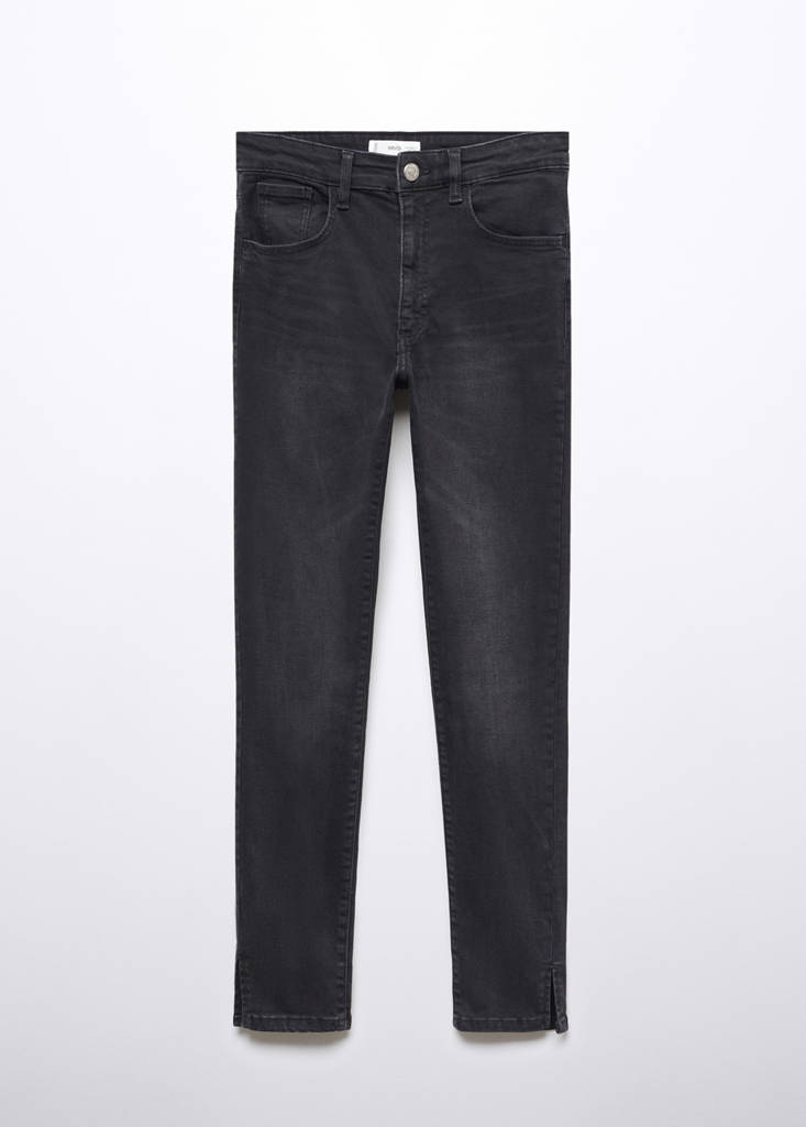 Skinny jeans with slit — Black denim