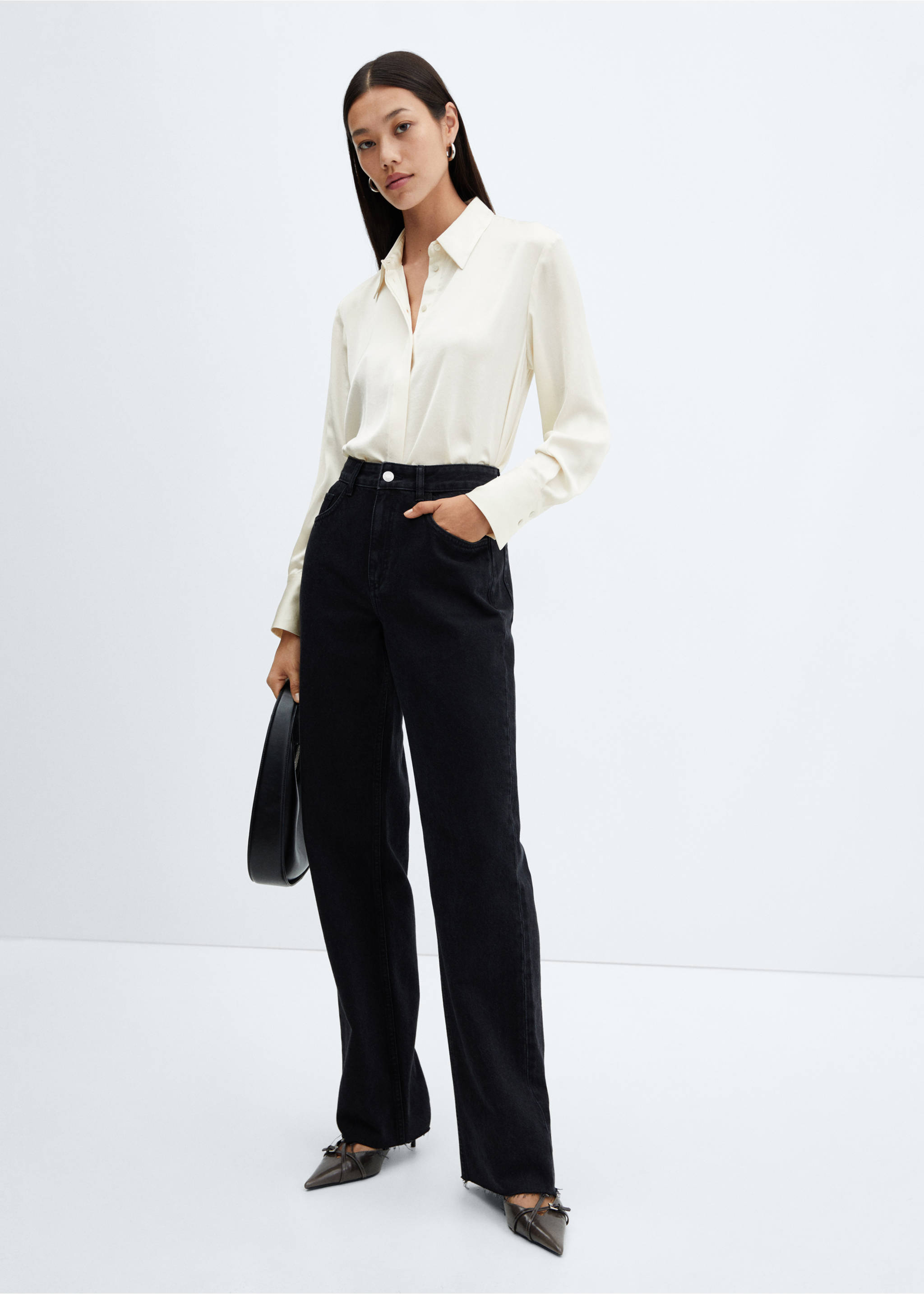 Satin finish flowy shirt - General plane, Off White. Ref: 57003777-00.