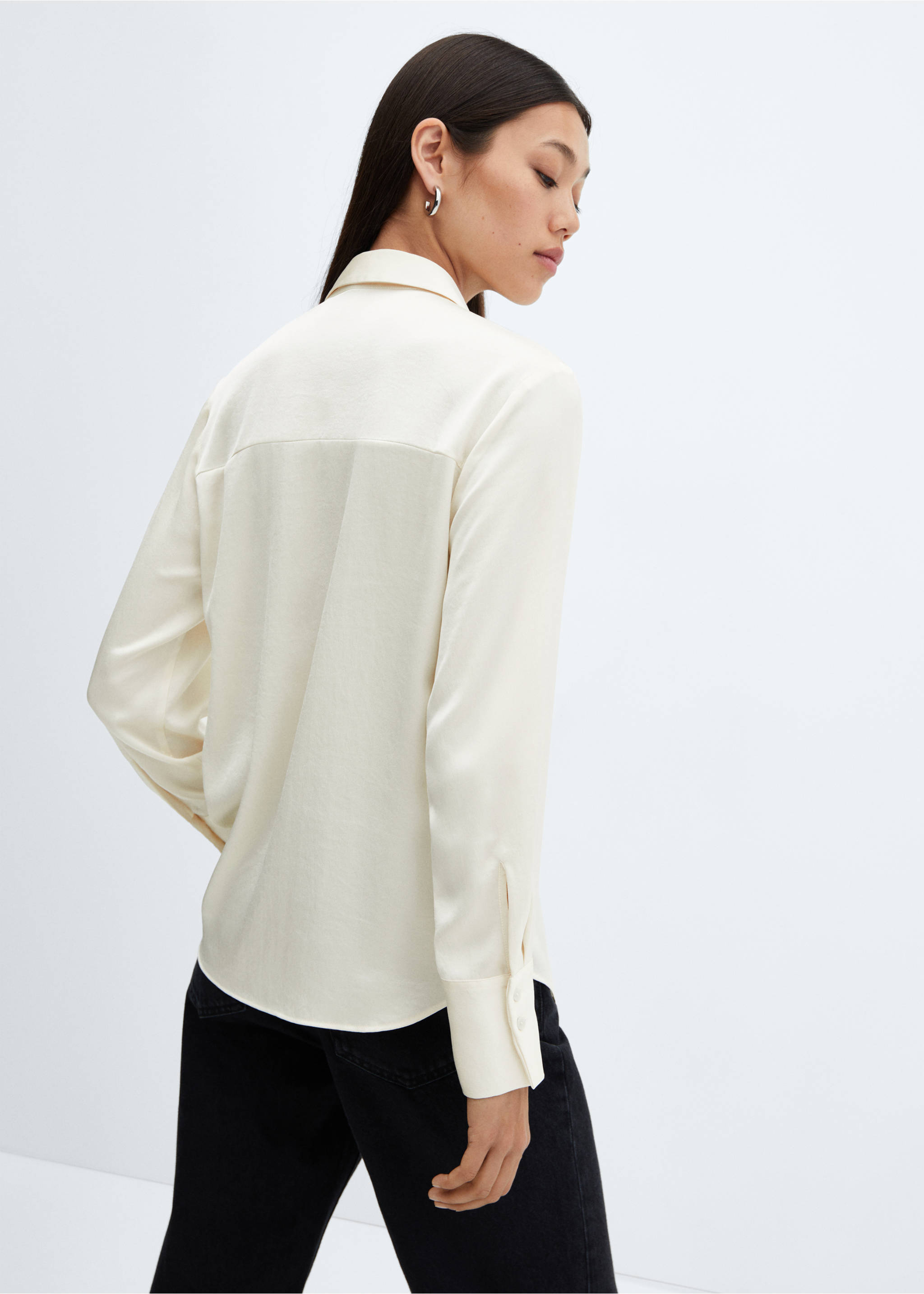 Satin finish flowy shirt - Reverse of the article, Off White. Ref: 57003777-00.