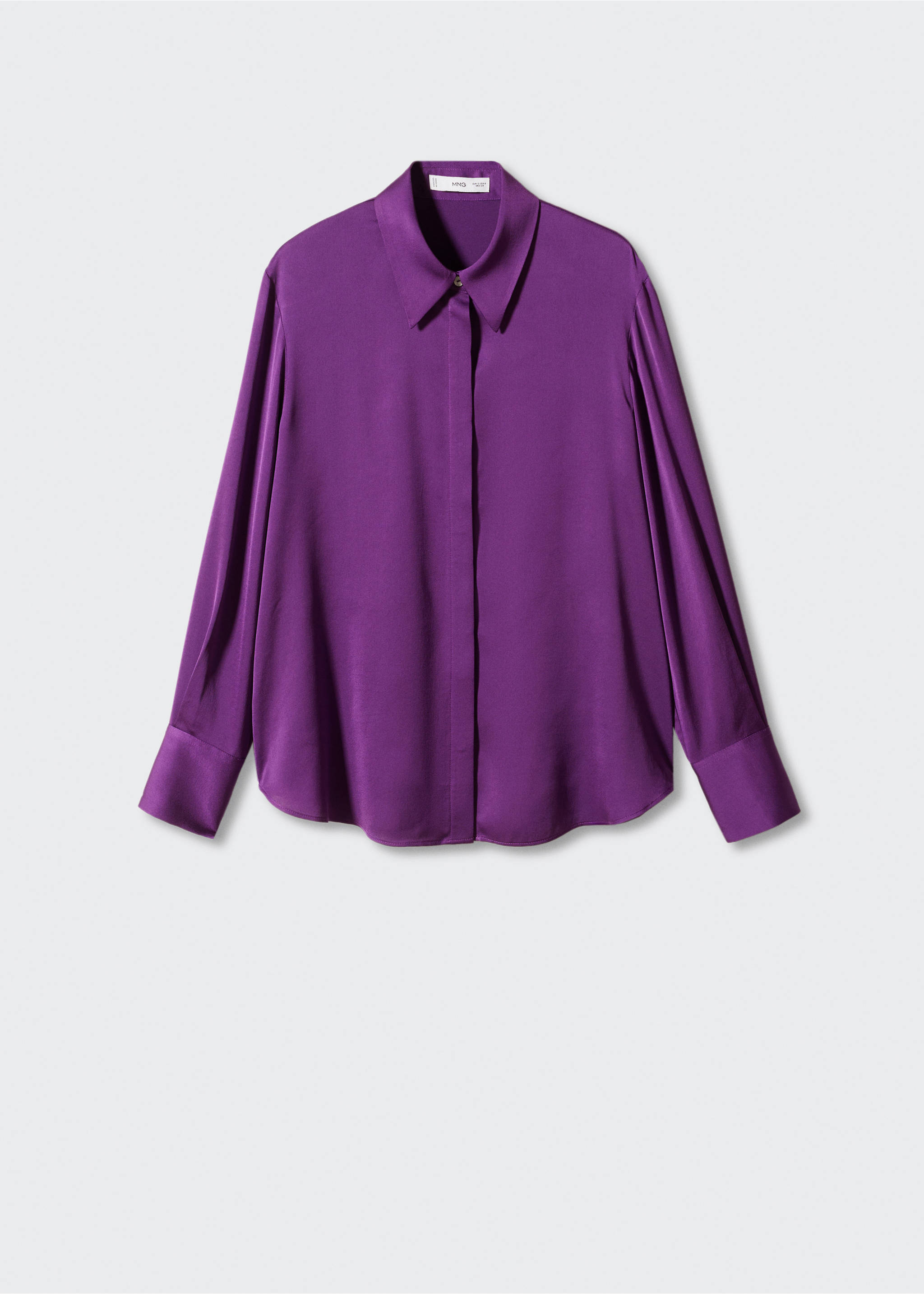Satin finish flowy shirt - Article without model, Purple. Ref: 57003777-00.
