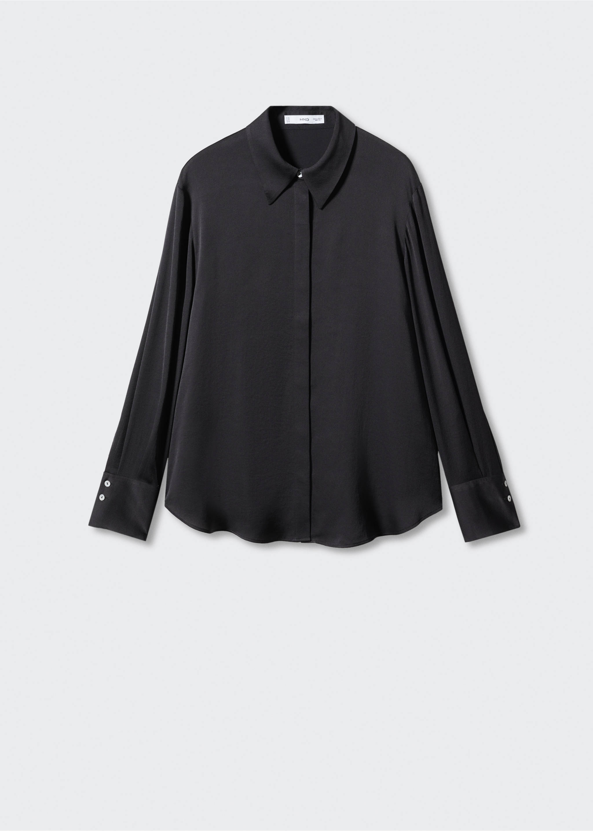 Satin finish flowy shirt - Article without model, Black. Ref: 57003777-00.