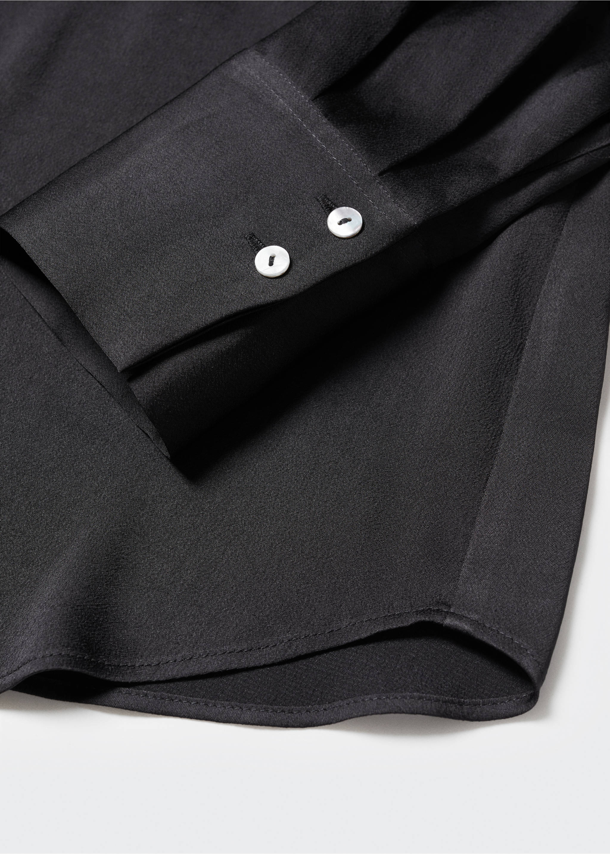 Satin finish flowy shirt - Details of the article 8, Black. Ref: 57003777-00.