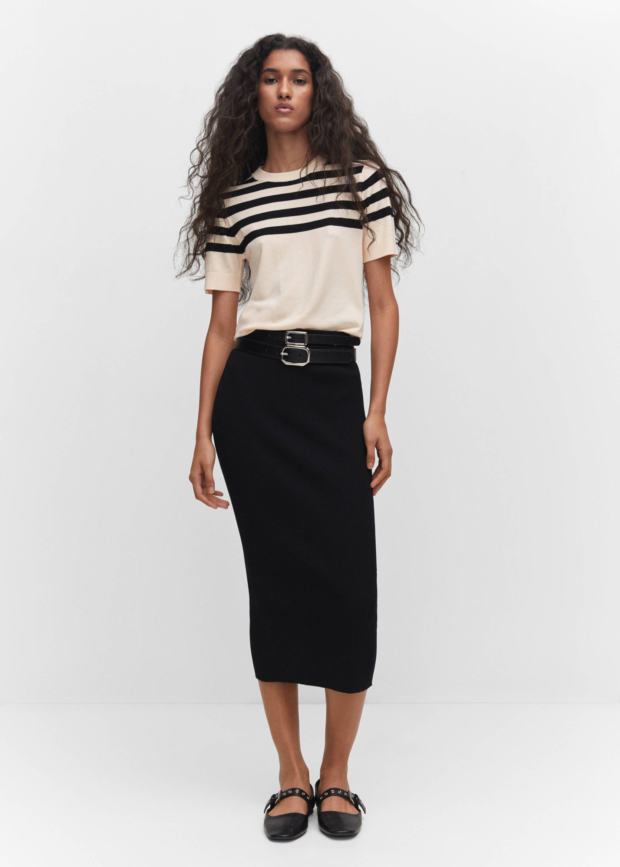 Striped short-sleeved sweater - General plane