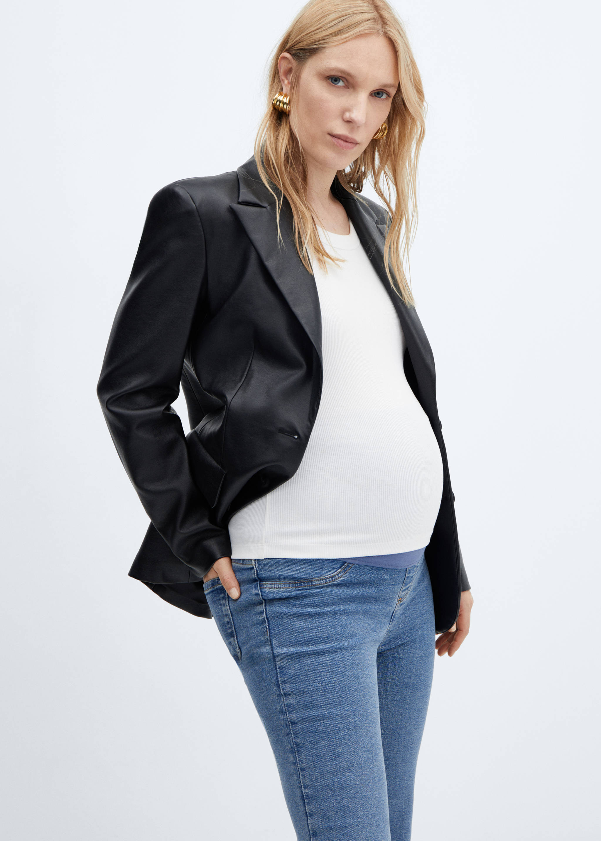 妈咪喇叭七分牛仔裤 - null