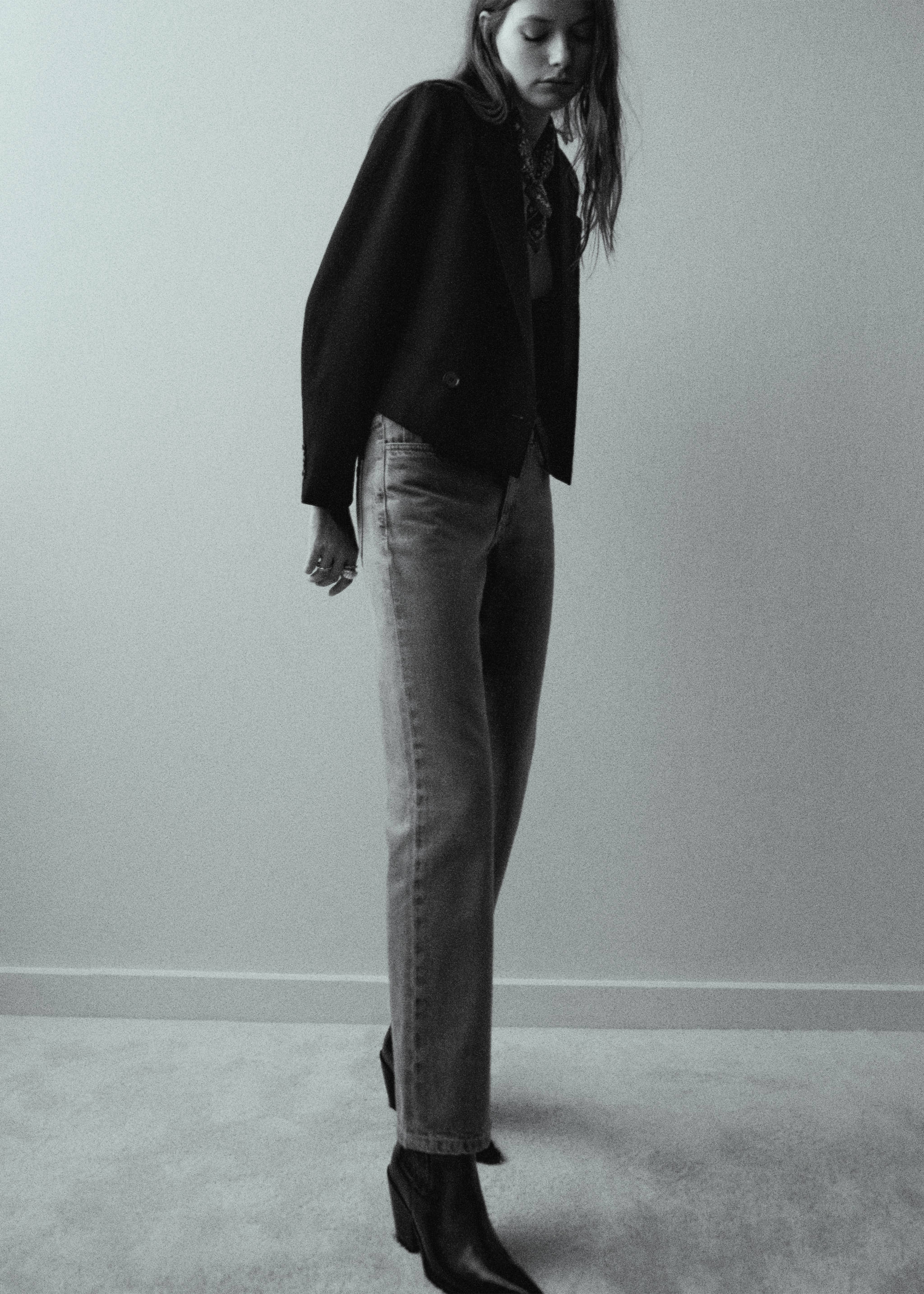 中腰直筒牛仔裤 - null