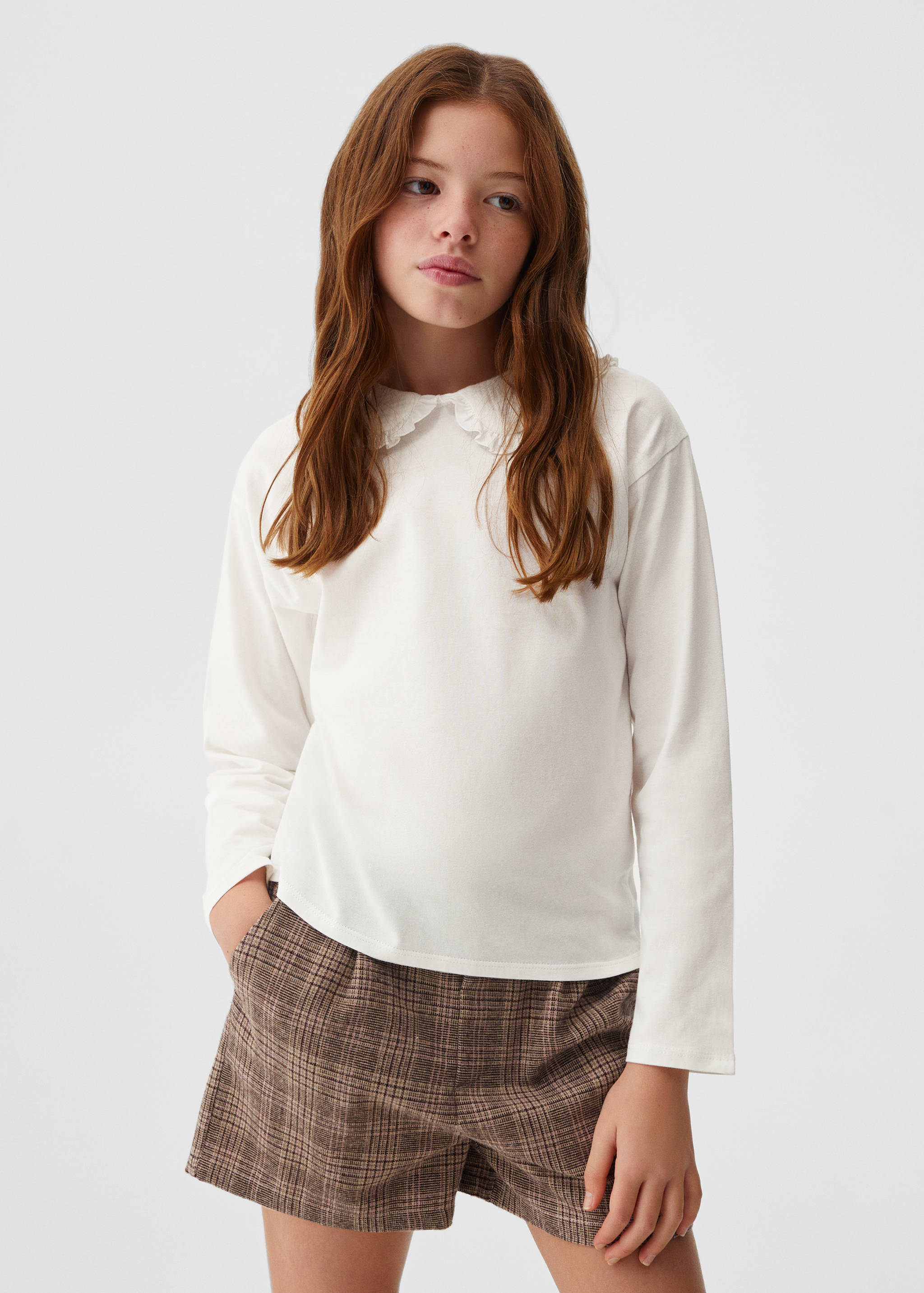 Babydoll collar cotton T-shirt - Medium plane