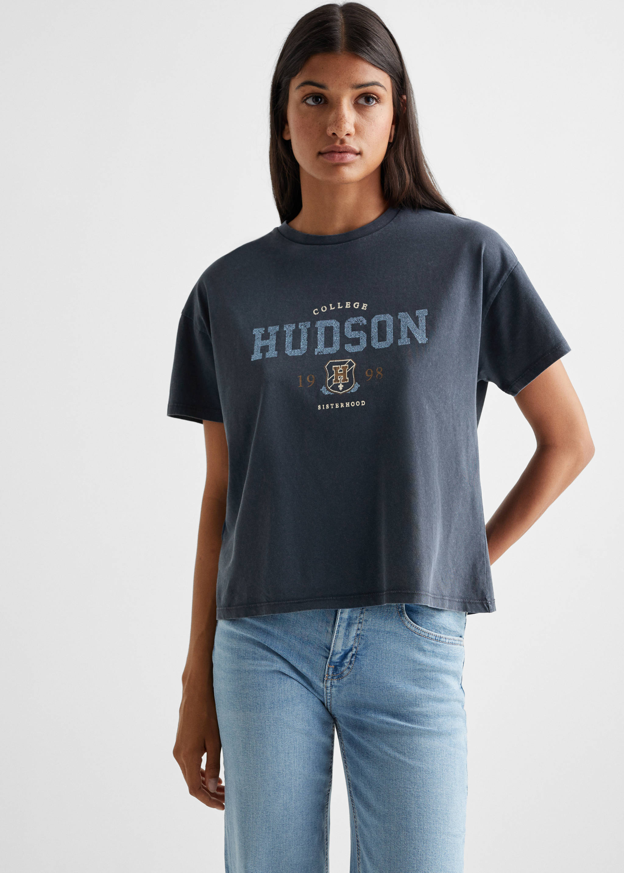 Printed cotton-blend T-shirt - Medium plane
