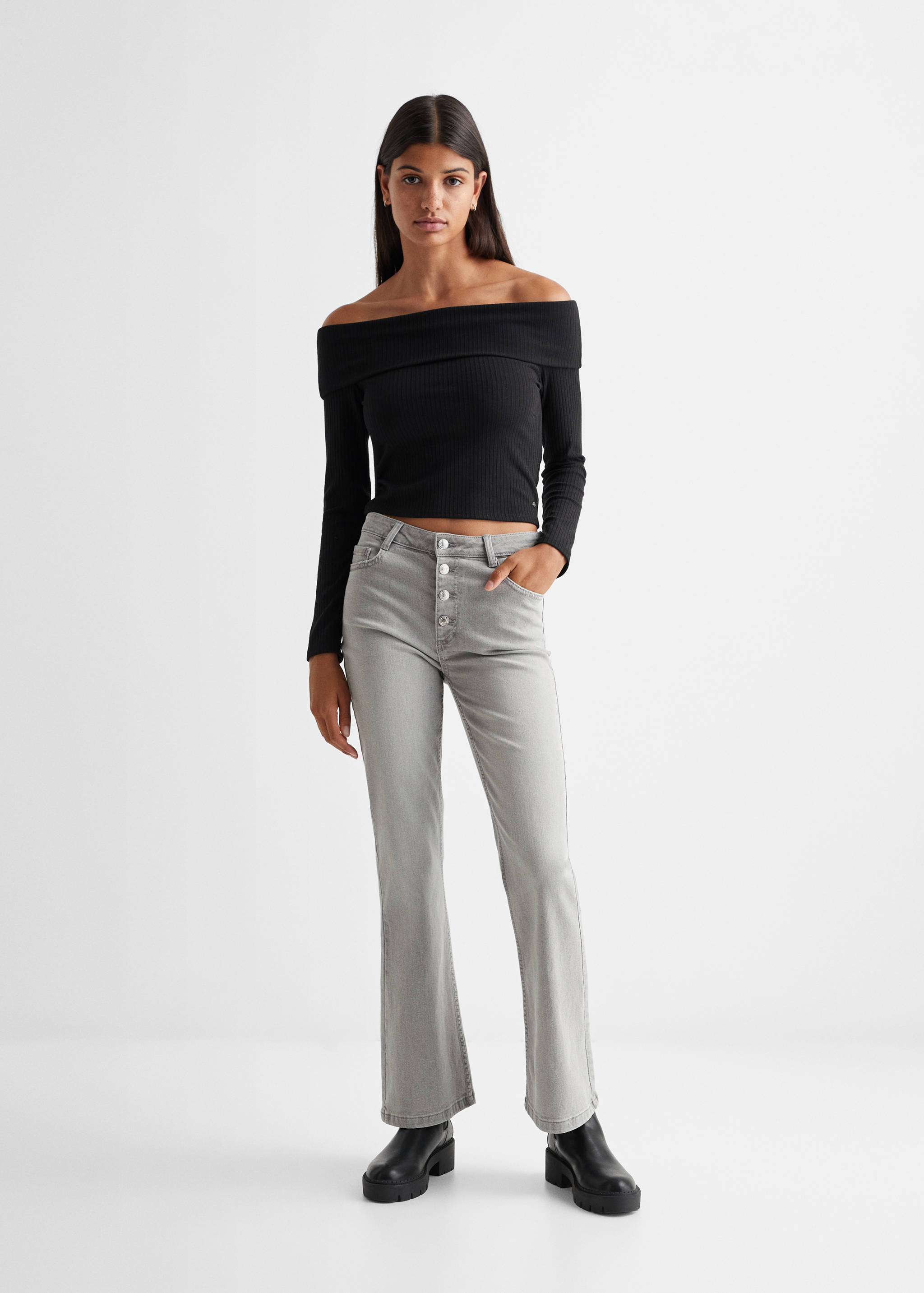 T-shirt épaules dénudées rayures - Plan général