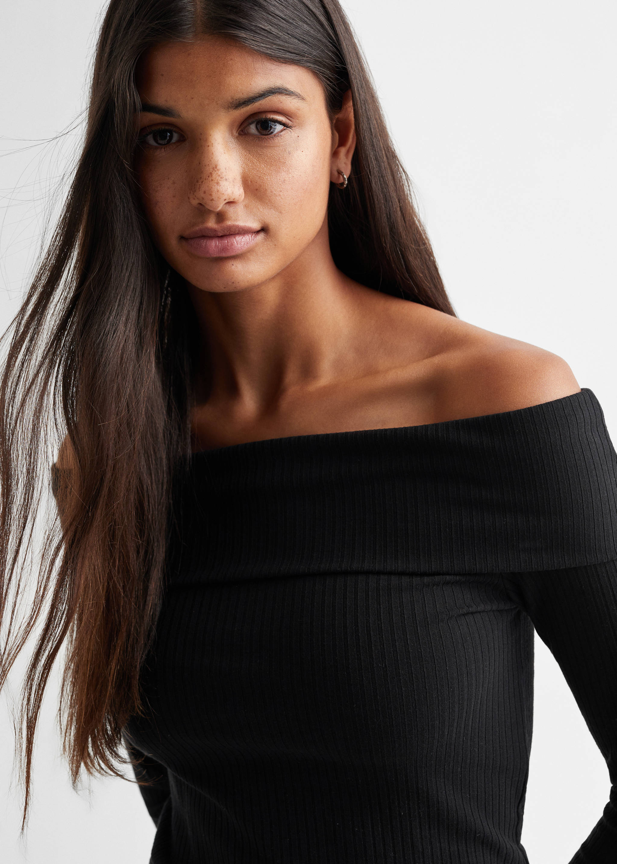 T-shirt épaules dénudées rayures - Détail de l'article 1