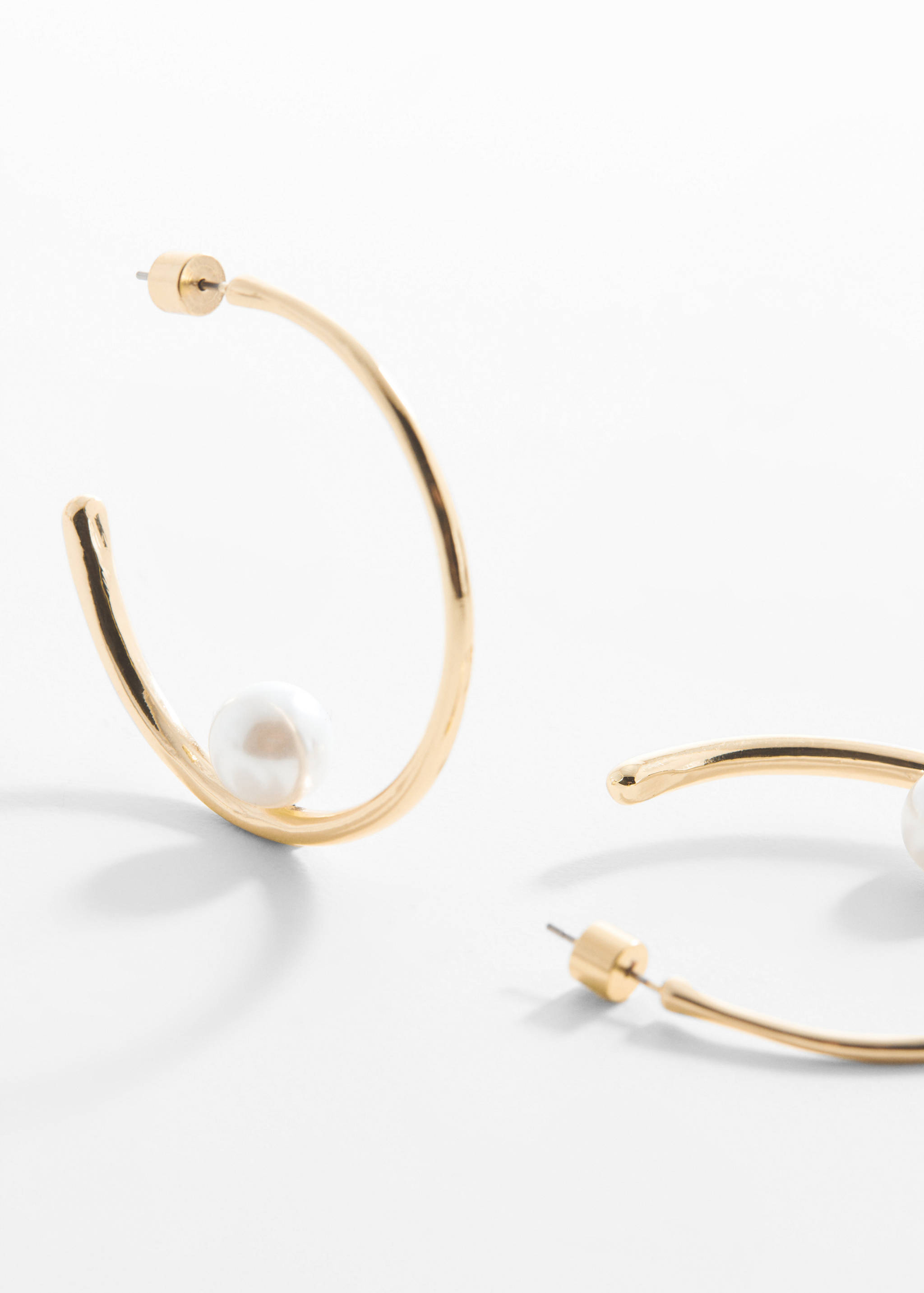 Pearl-bead hoops earrings - Medium plane