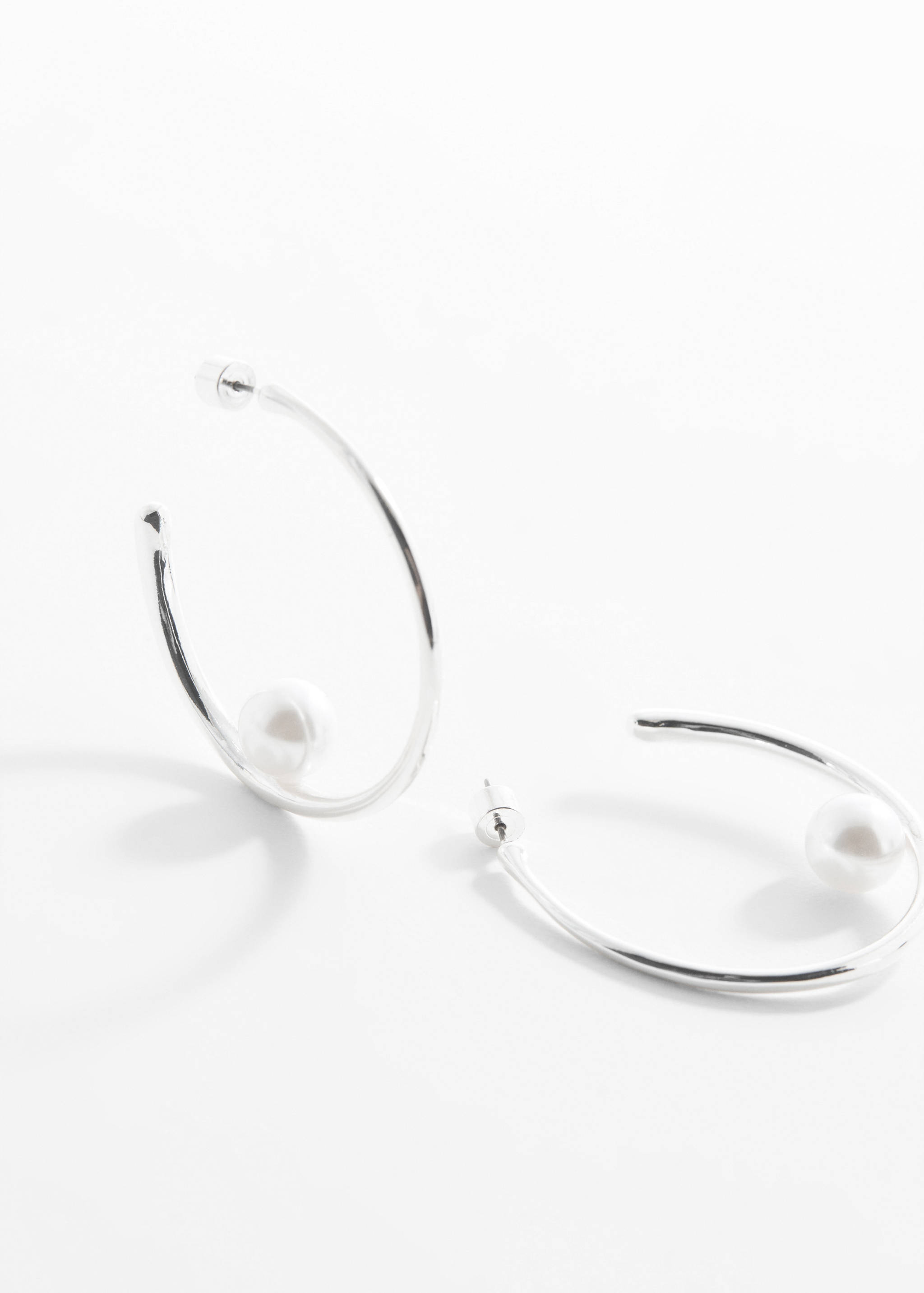 Pearl-bead hoops earrings - Medium plane