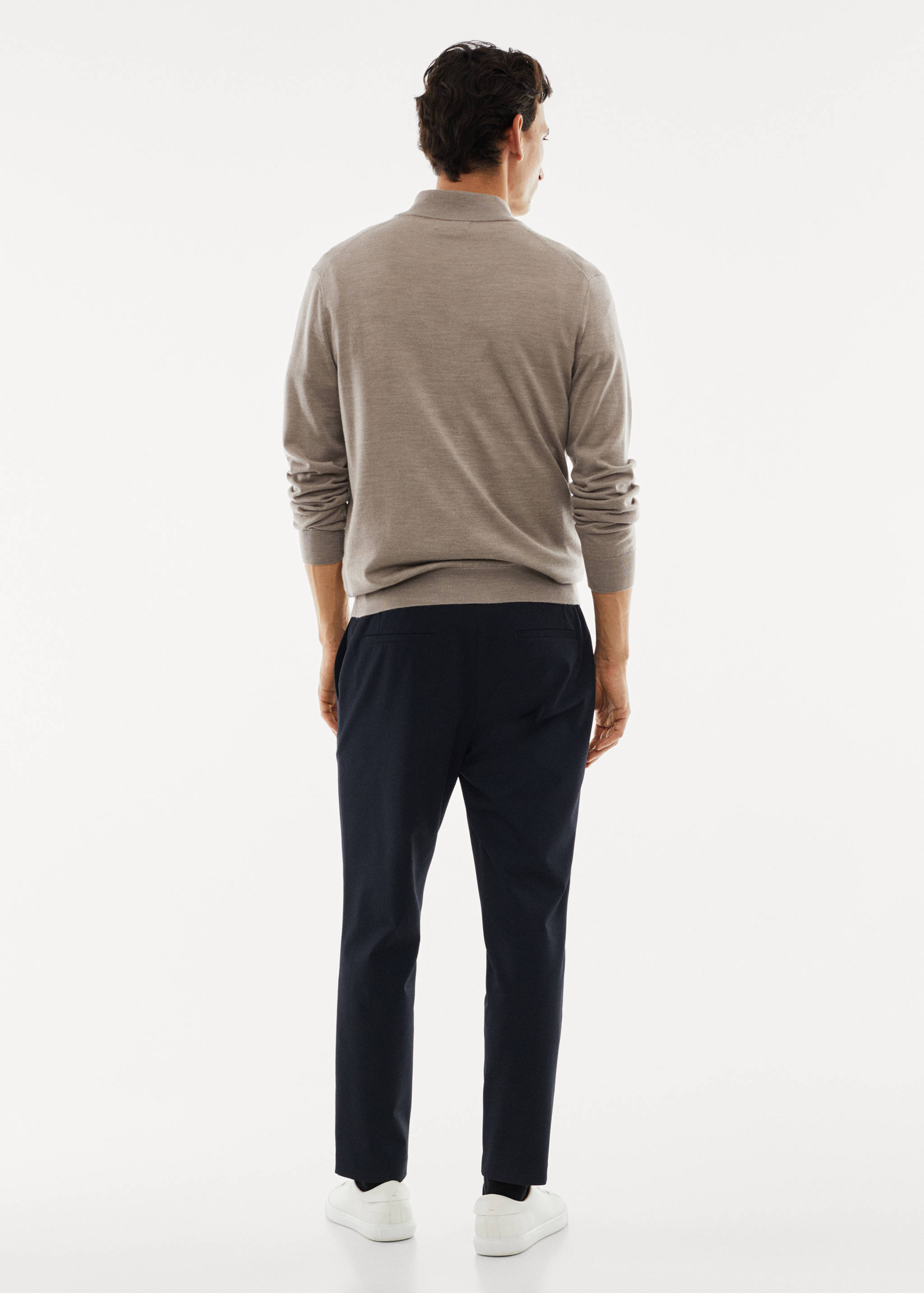 100% merino wool sweater with zip-neck - Reverse of the article