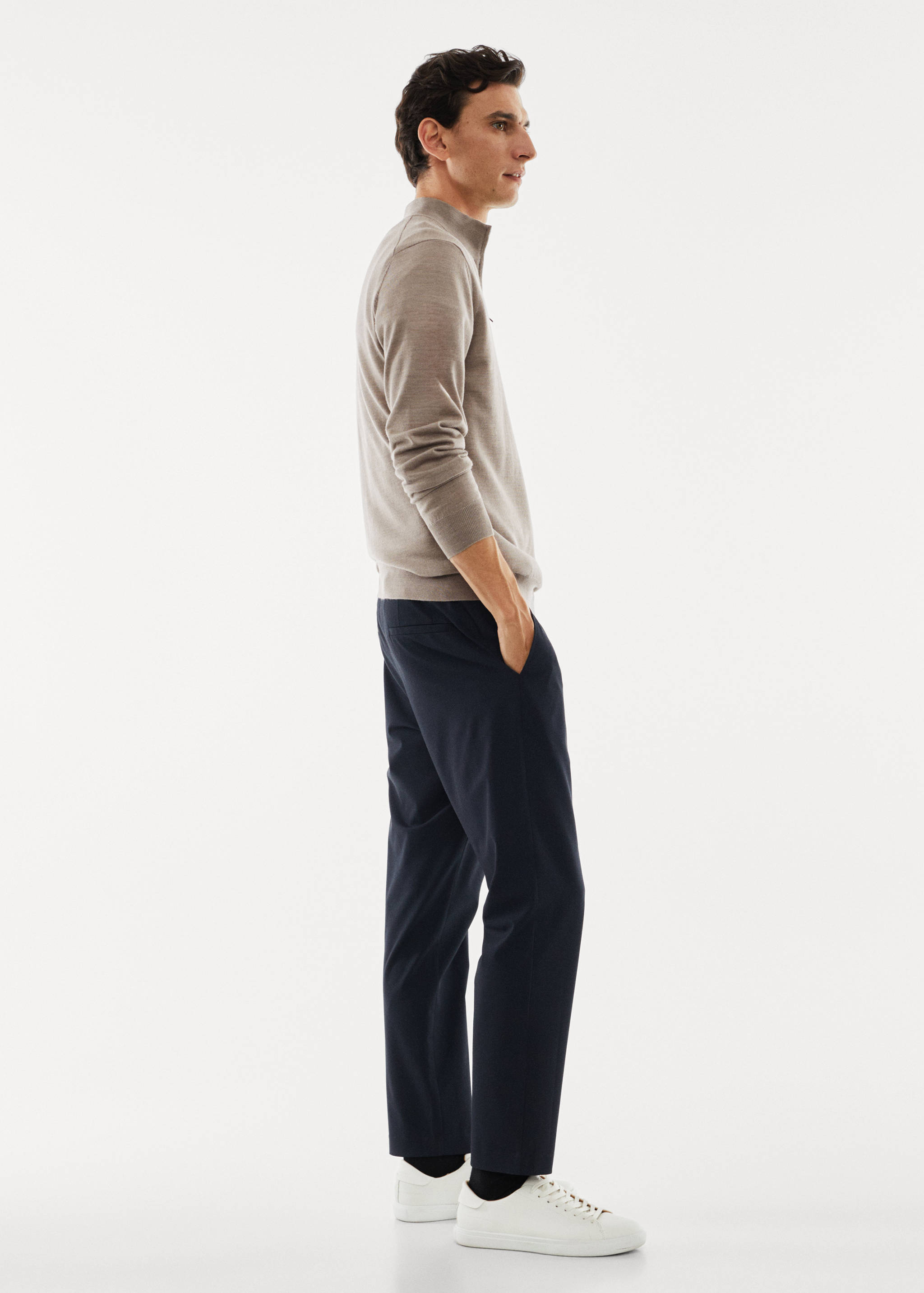 100% merino wool sweater with zip-neck - Details of the article 2