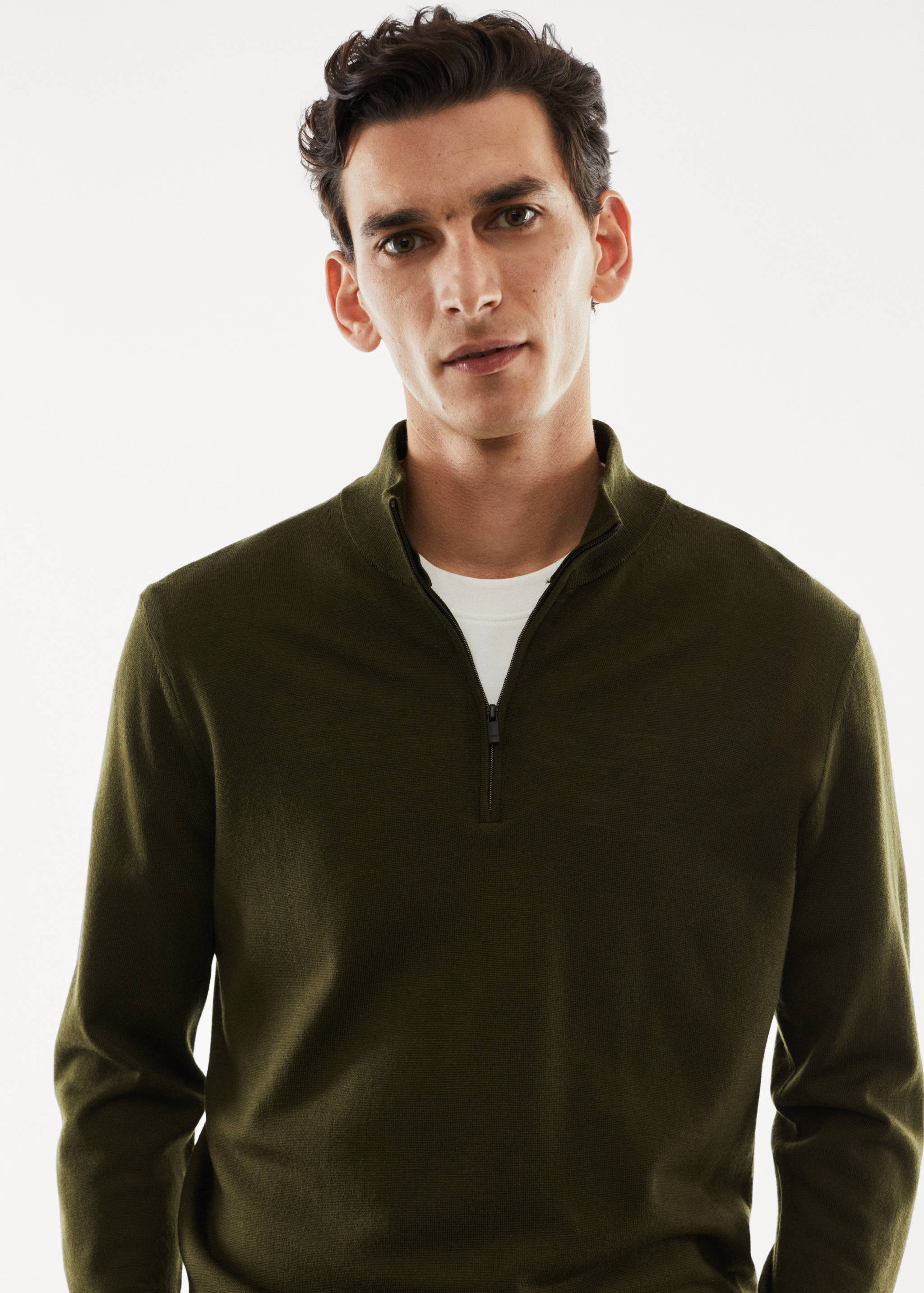 100% merino wool sweater with zip-neck - Details of the article 1