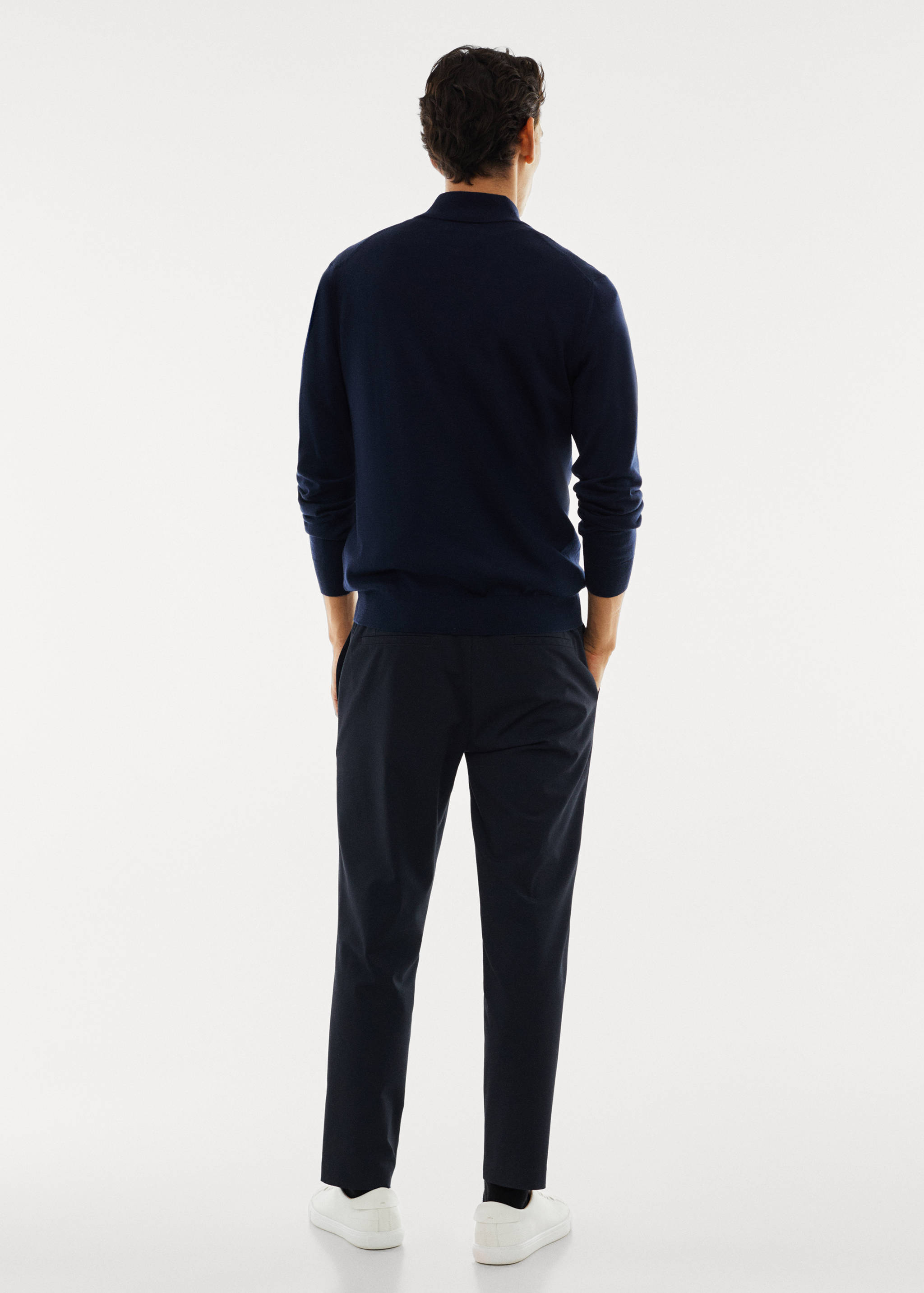 100% merino wool sweater with zip-neck - Reverse of the article
