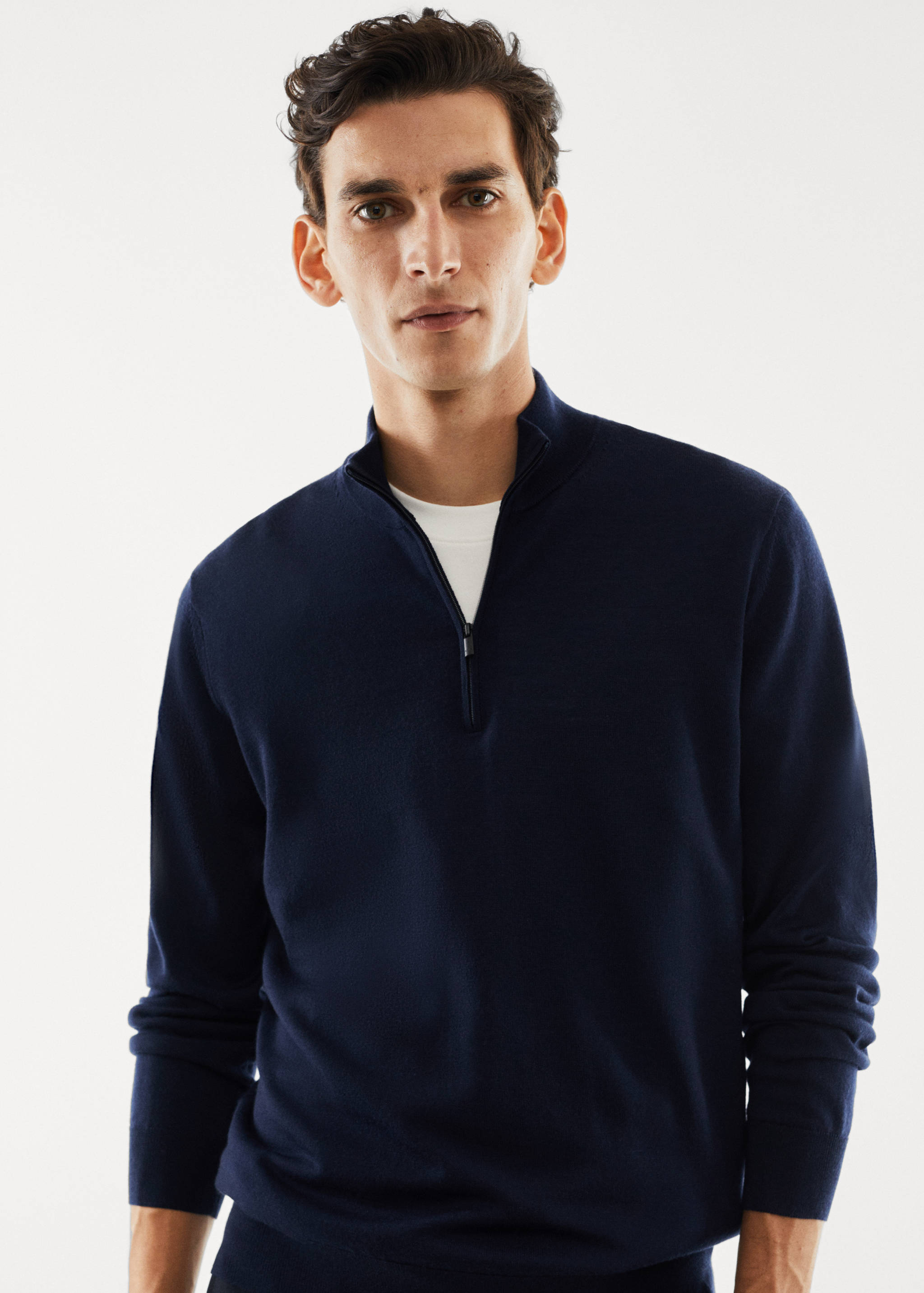 100% merino wool sweater with zip-neck - Details of the article 1