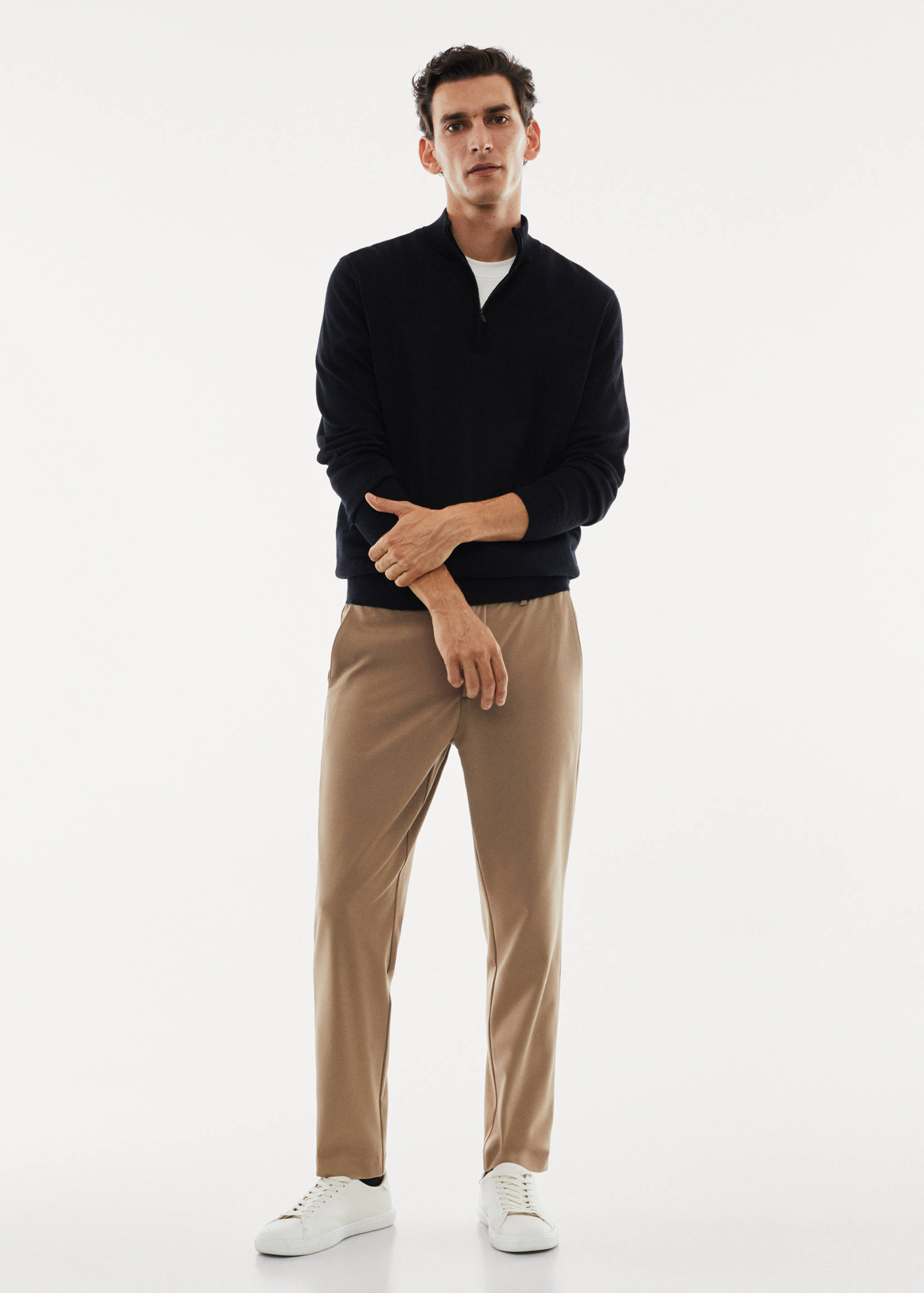 100% merino wool sweater with zip-neck - General plane