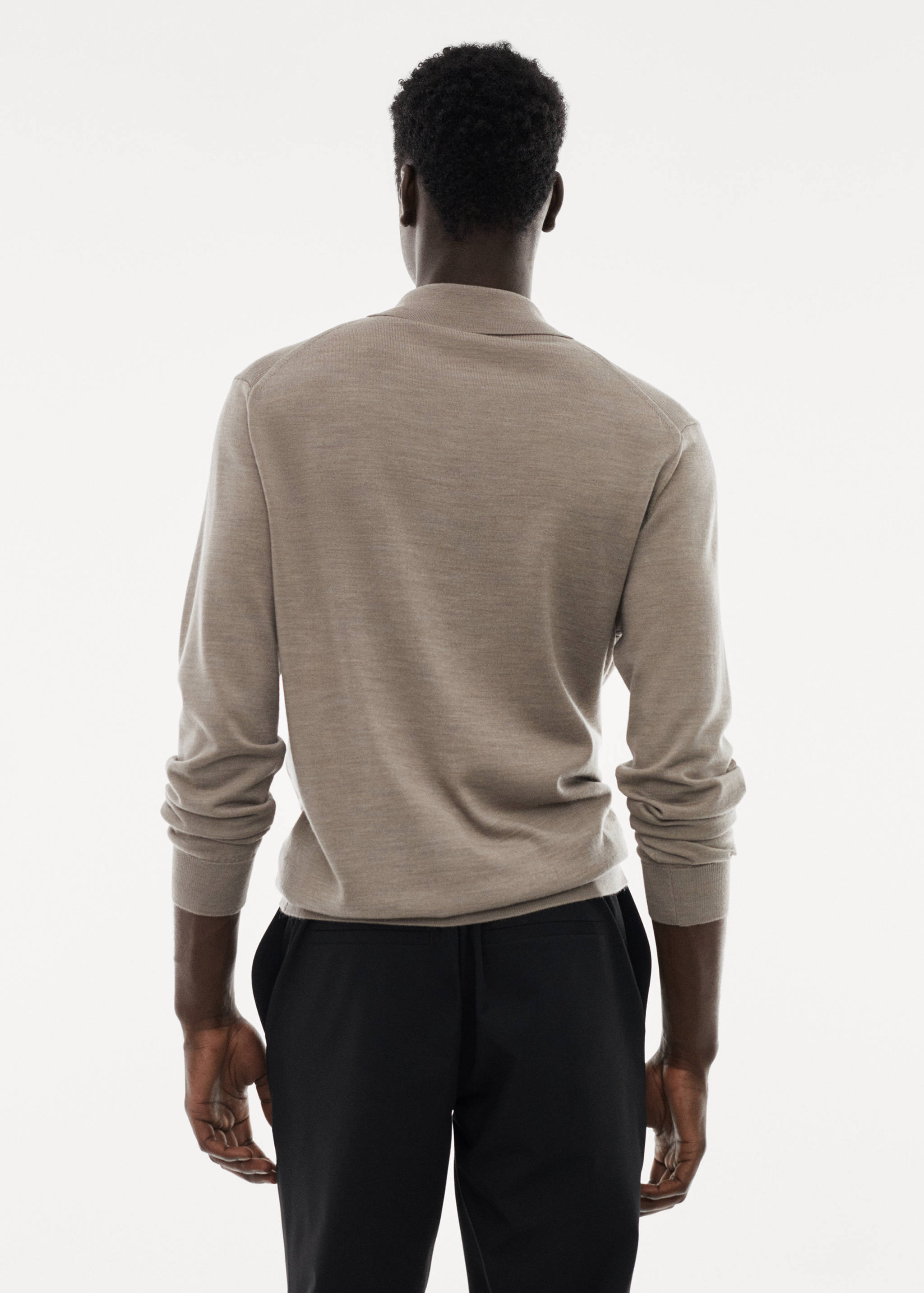 100% merino wool long-sleeved polo shirt - Reverse of the article