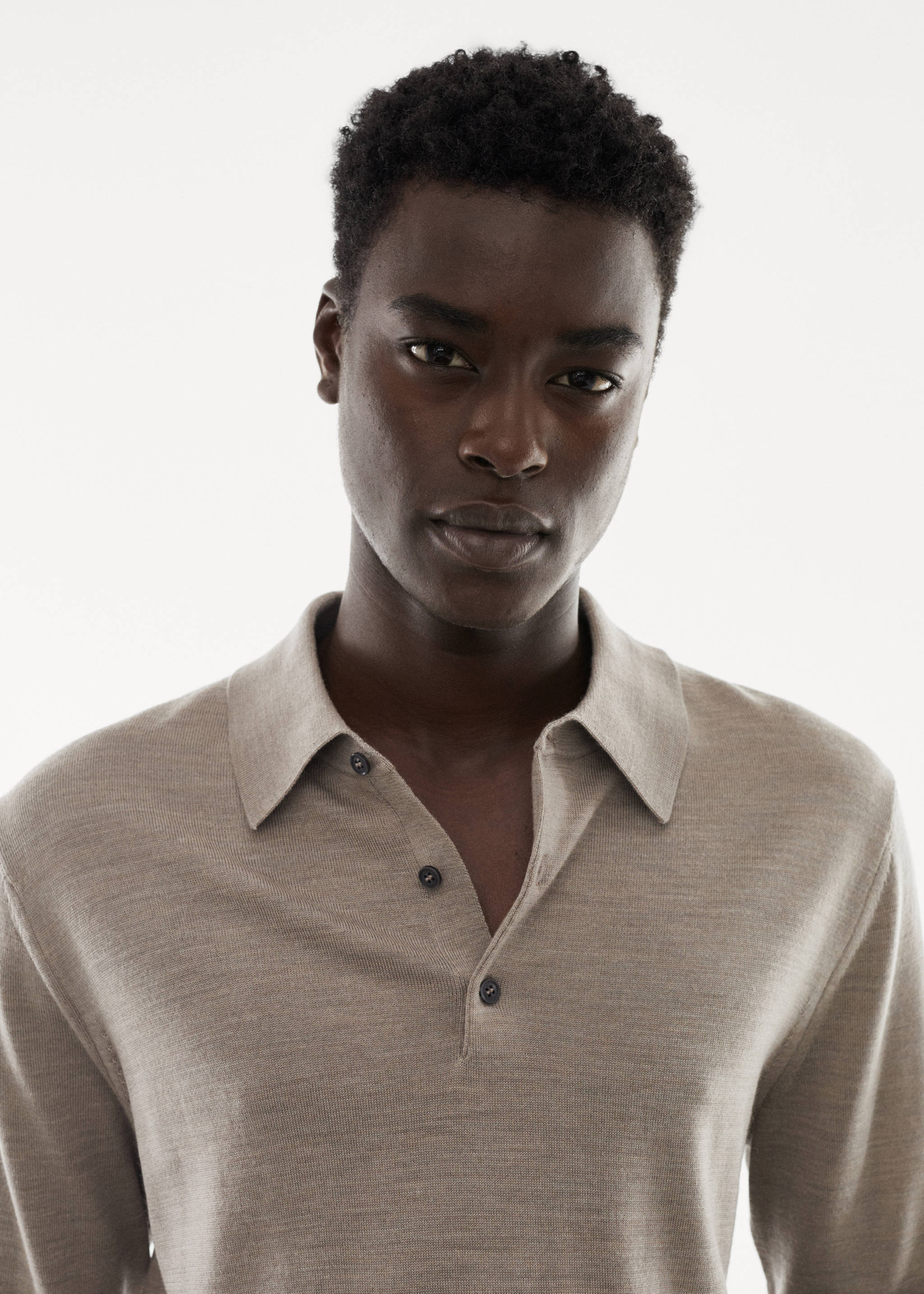 100% merino wool long-sleeved polo shirt - Details of the article 1