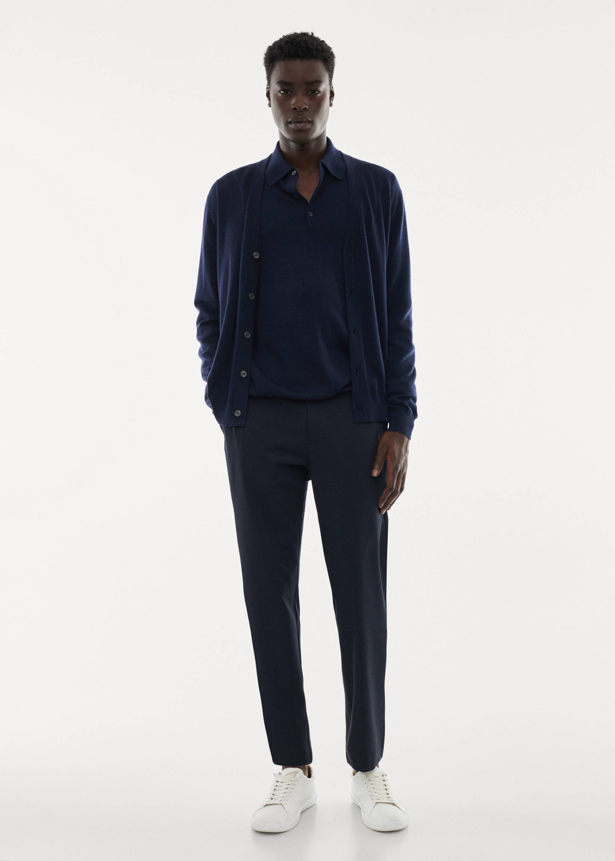 100% merino wool long-sleeved polo shirt - General plane